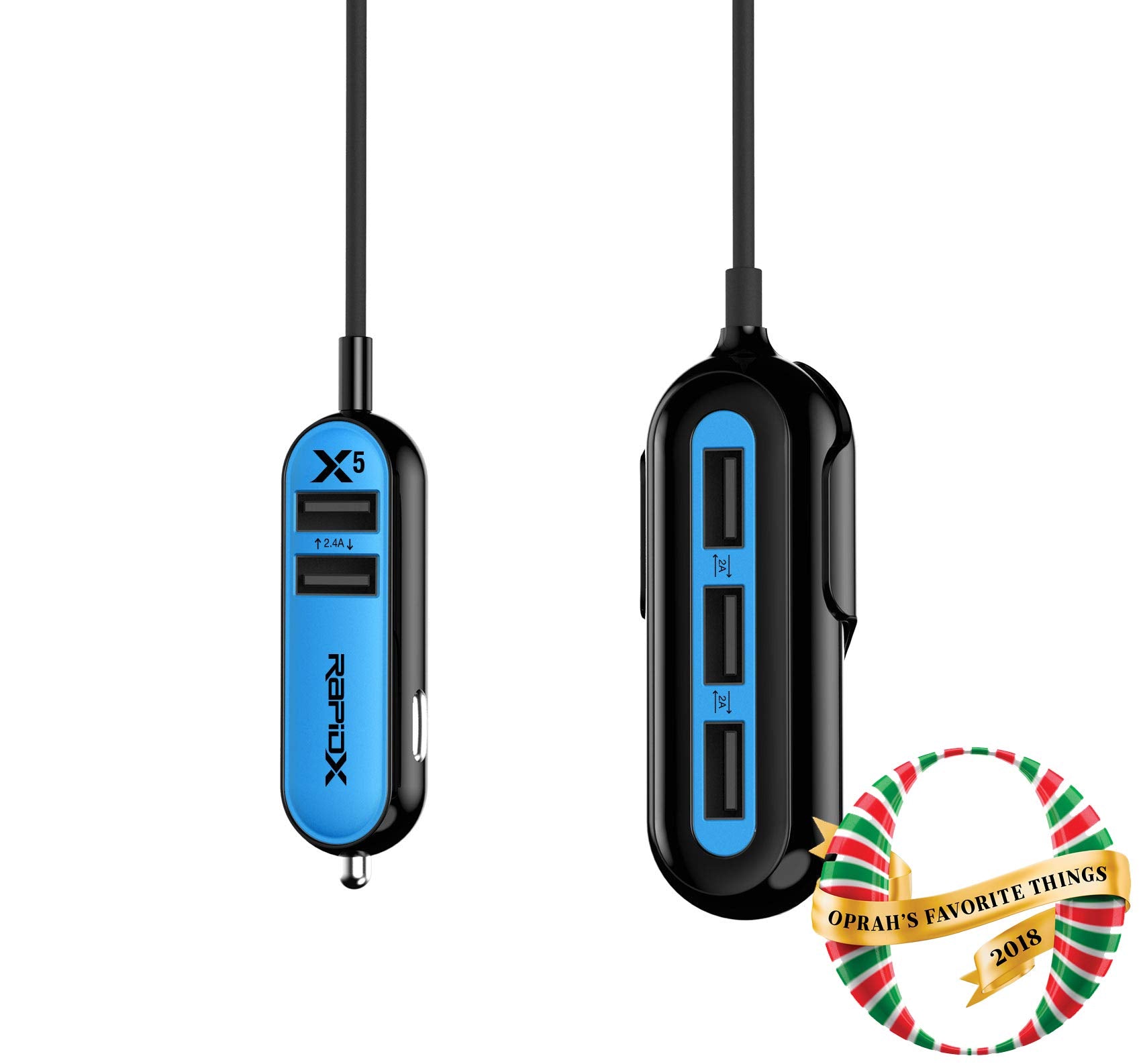 Rapidx X5 Car Charger With 5 Usb Ports For Iphone And Android   Blue