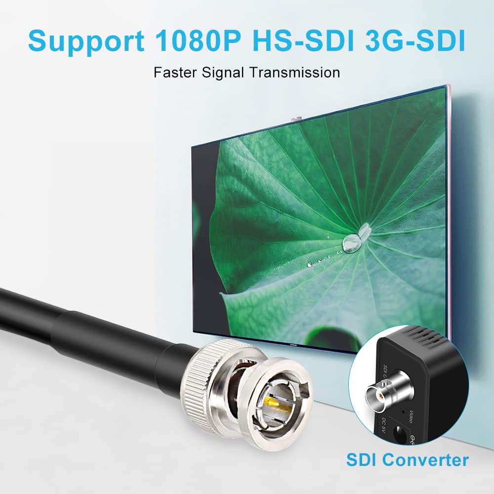 Xrds  Rf Sdi Cable 4Ft, Hd Sdi Cable 75 Ohm Bnc Male To Bnc Male Rg6 Video Coaxial Cable For Video Surveillance Camera Cctv Syst