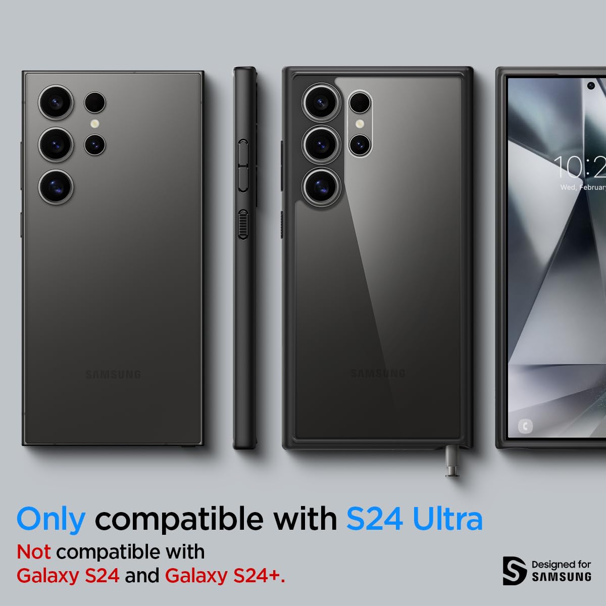 Spigen Ultra Hybrid Designed For Galaxy S24 Ultra Case (2024) [Anti Yellowing], [Military Grade Protection]   Matte Black