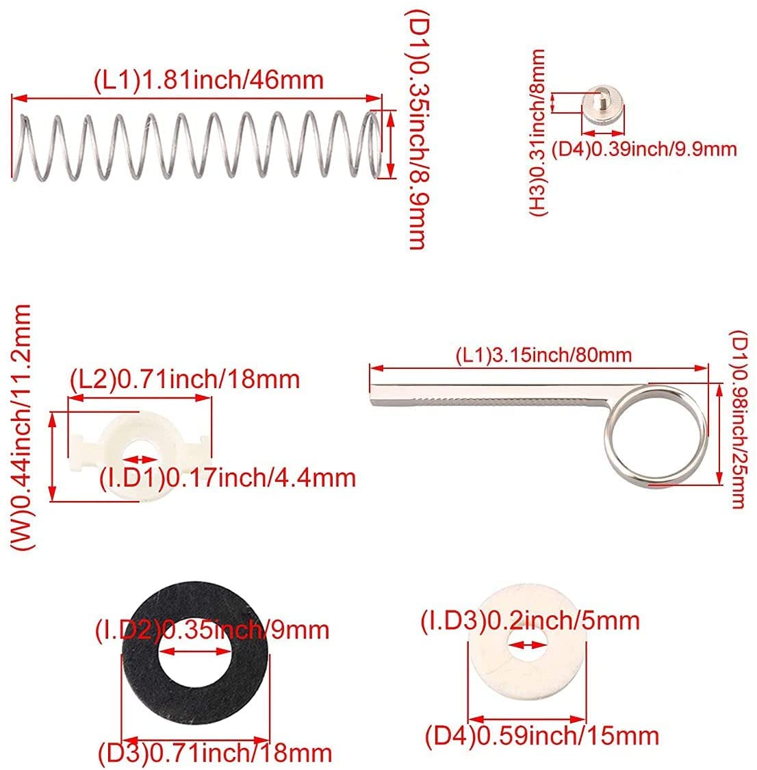 Tuoren Trumpet Valve Repair Kit With Piston Guides Spring Felt Washer Water Key Spit Valve Cork Pads Instruments Accessories 28P