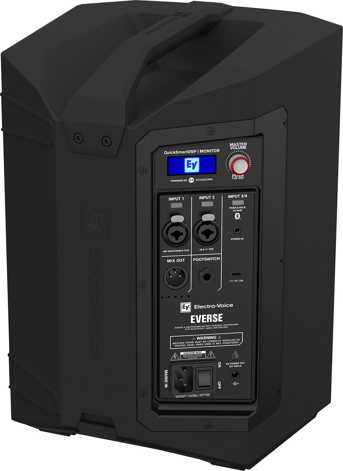 Electro-Voice Everse 8 8 2-Way Battery Powered Loudspeaker With Bluetooth, Automatic Feedback Suppression, And Music Ducking, Bl