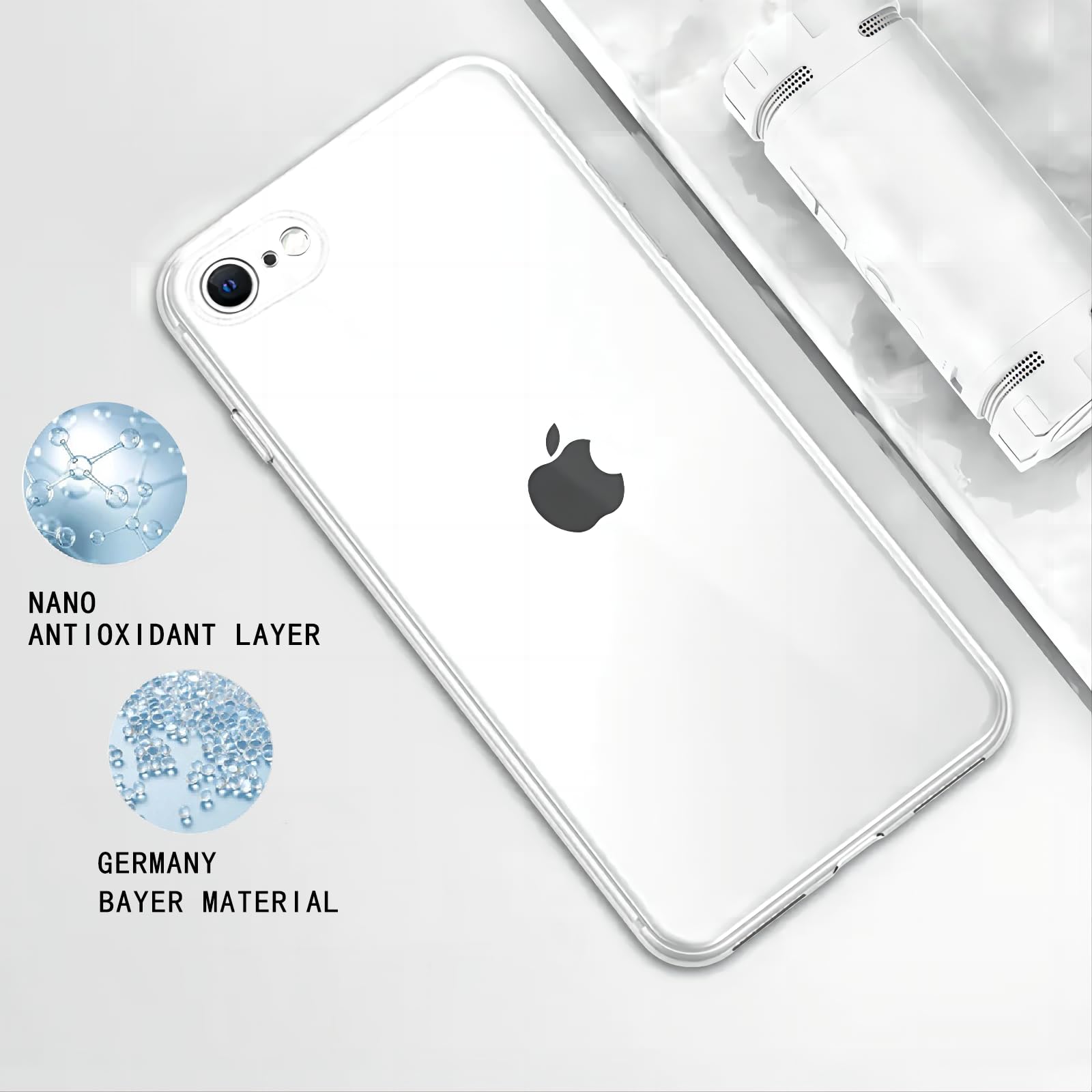 PinLiSheng Clear Soft Case for iPhone SE 3/2, 8/7 - Thin Transparent Protective Cover, 4.7 Inch, Slim Design, Lightweight