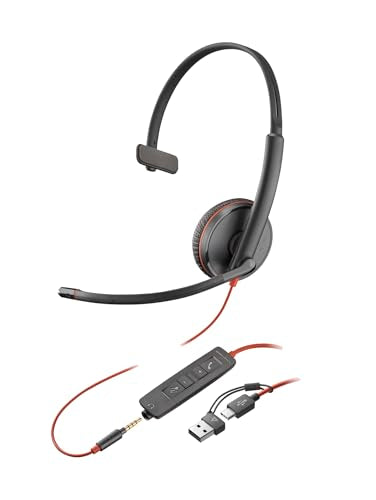 Poly Blackwire 3215 Monaural Usb-C Headset +3.5Mm Plug +Usb-C/A Adapter