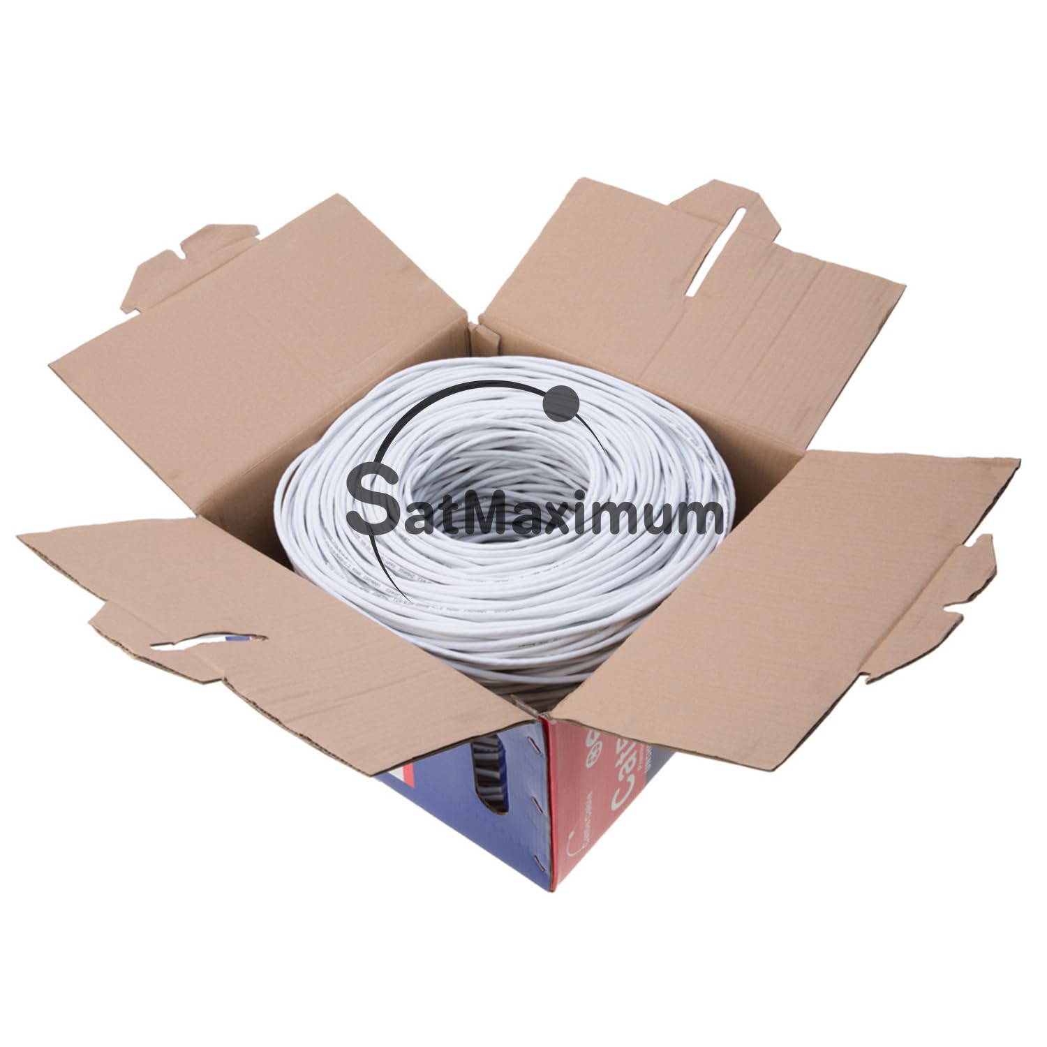 Satmaximum Cat5E Utp Bulk 24 Awg 1000Ft Ethernet Cable Wire Unshielded Twisted Pairs(Utp), 550Mhz, Pull Box (White)