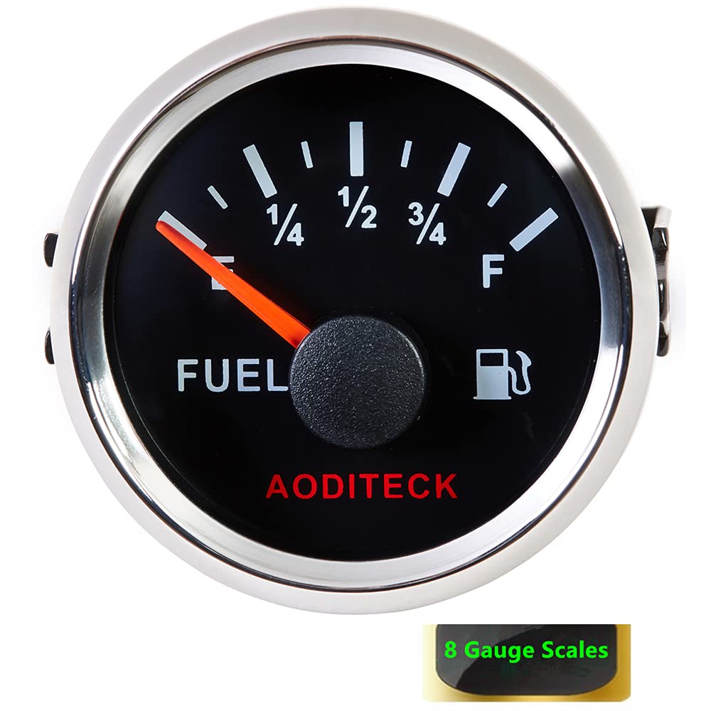 Aoditeck 240-33Ohm Black Marine Fuel Gauge For Boat Gas Gauge Fuel Level Gauge For Car Truck Vehicle Diesel Automotive Replaceme