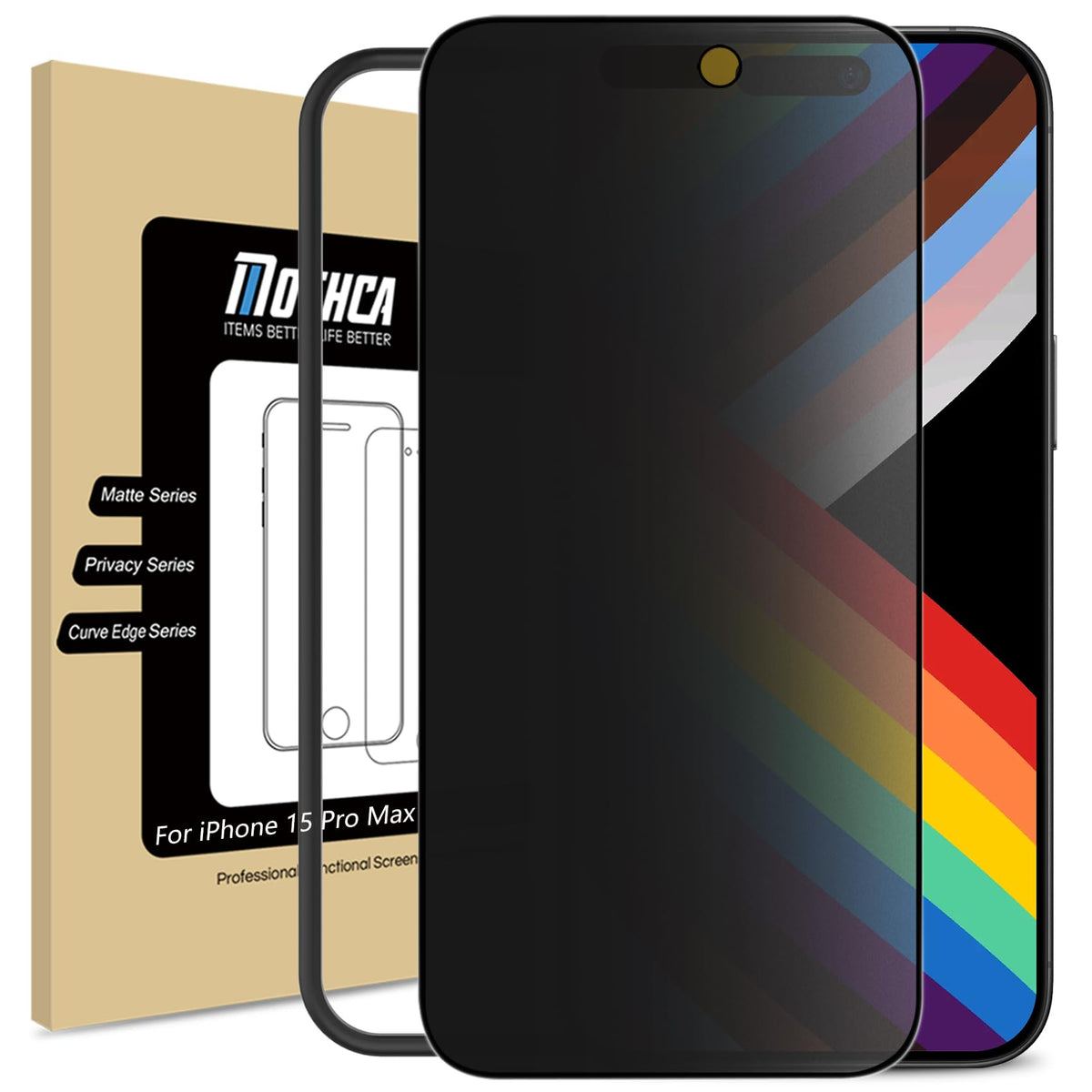 Mothca Matte Privacy Screen Protector For Iphone 15 Pro Max[6.7 Inch] With Easy Installation Tool, Anti Spy Anti Glare Full Cove