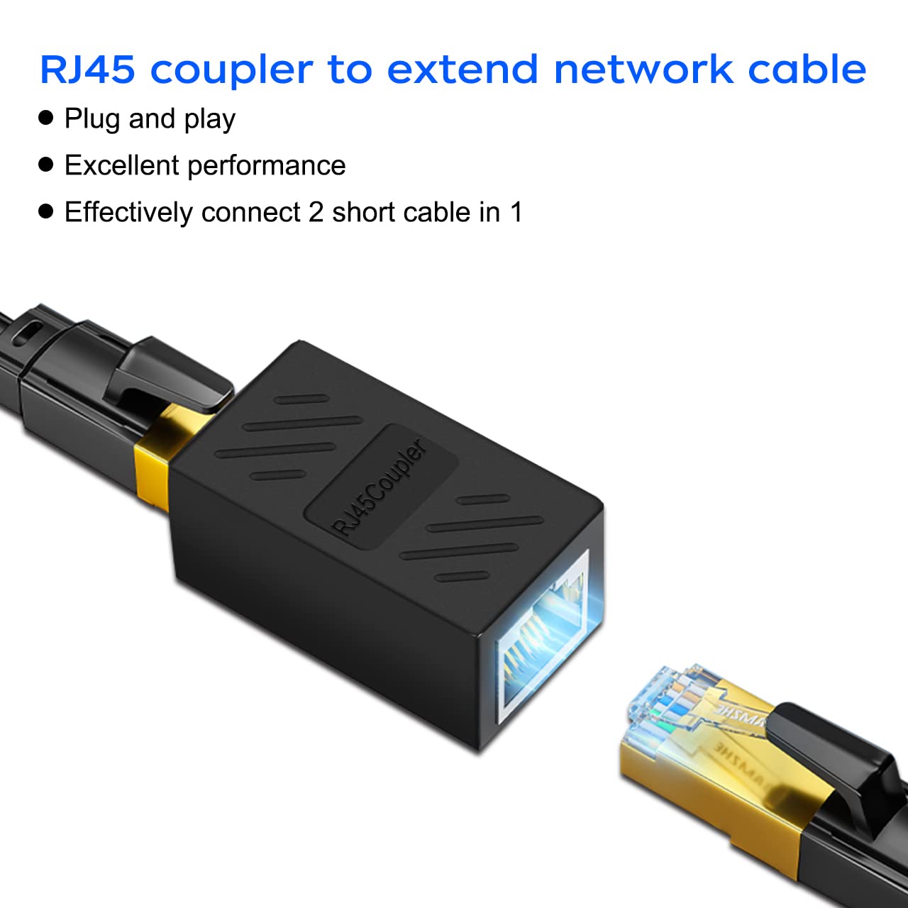 Qingler Rj45 Cat6 Coupler Ethernet Extender Connector, 10 Pack In Line Coupler Cat7 Cat6 Cat5E Cat5 Ethernet Cable Extender Fema