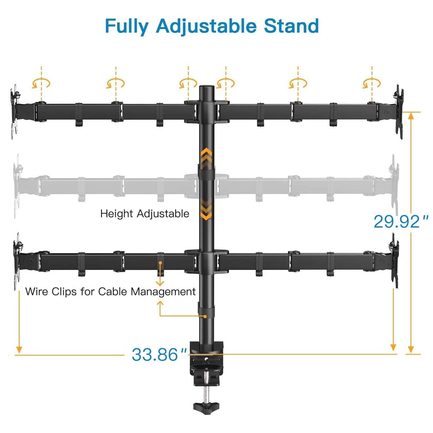 Huanuo Quad Monitor Stand, 4 Monitor Desk Mount For 13 27 Inch Computer Screens With Full Articulation, Heavy Duty Monitor Arm D