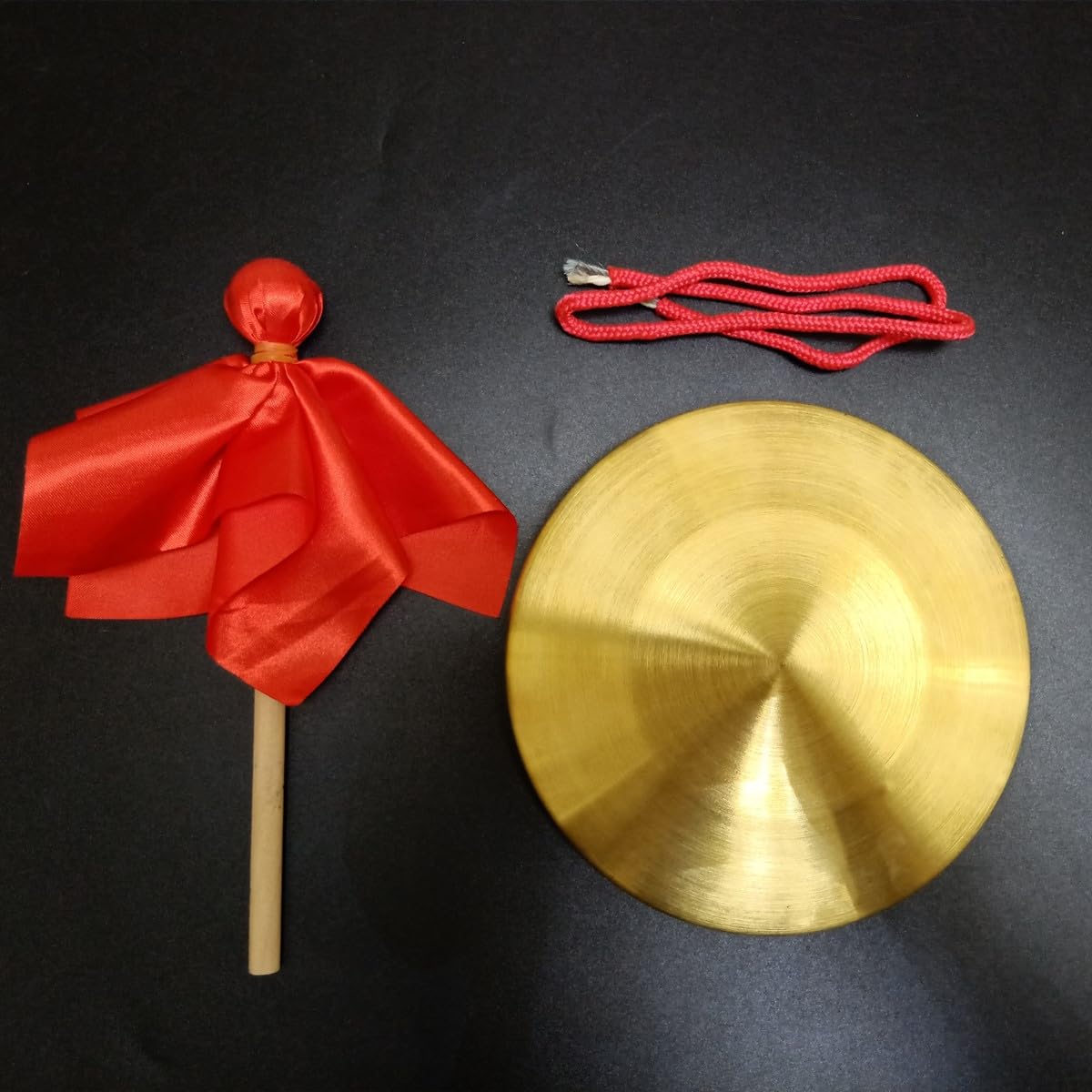 Loonelo Brass Instruments 5.9 Inch Gong   Handcrafted Mini Gong With Wooden Mallet And Red Hanging Cord, Safe And Fun Musical In