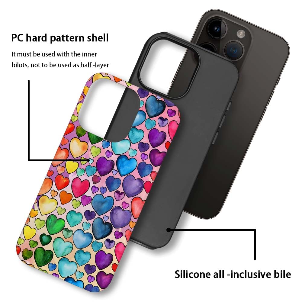 Seized Case Compatible With For Iphone 13 Pro Max,Colorful Heart Lovely Cute Pink Phone Case For Girl Women Boy Men,Durable Prot