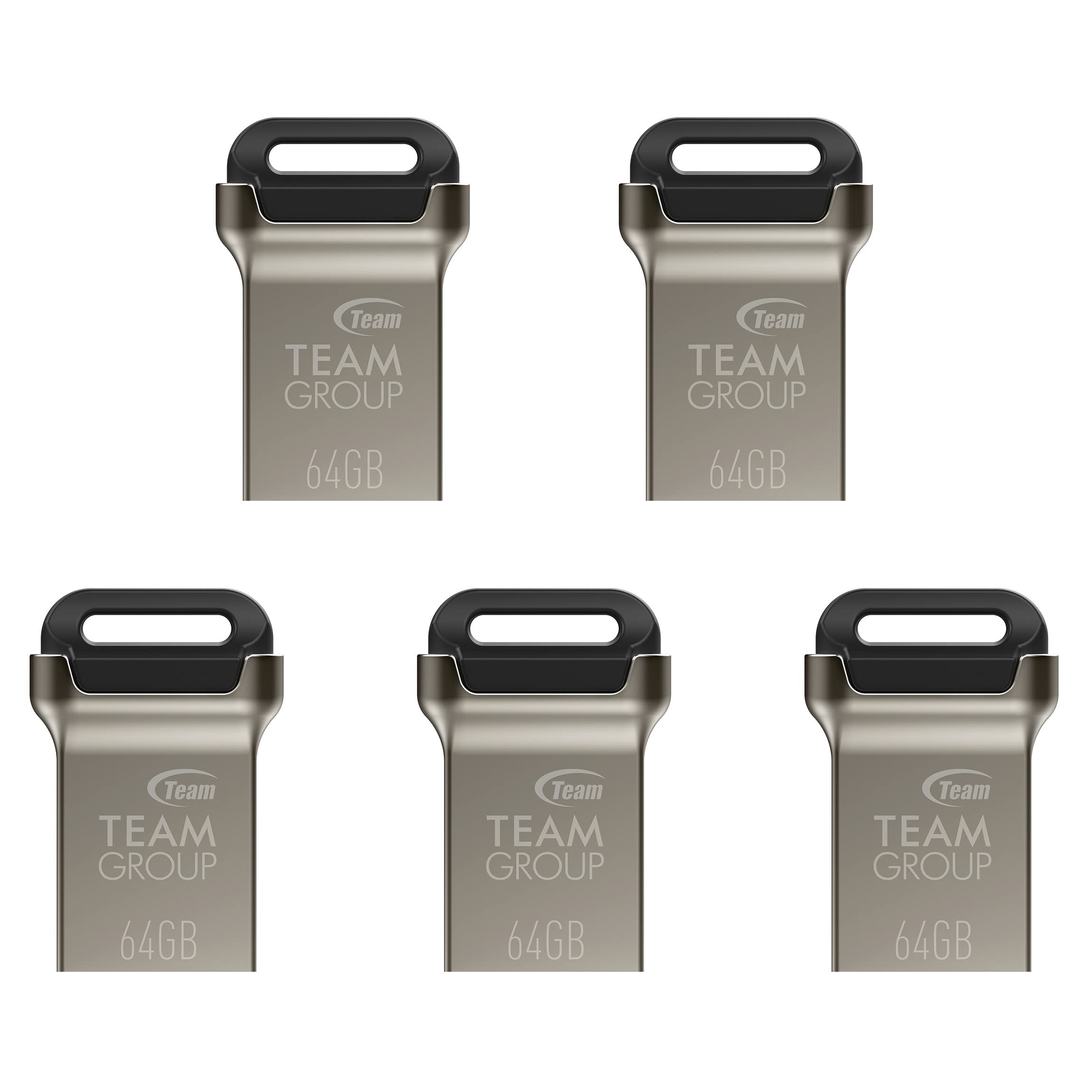 Teamgroup C162 64Gb 5 Pack Usb 3.2 Gen 1 Usb 3.1/3.0 Mini Fits Metal Read 100Mb/S Flash Thumb Drive External Data Storage Memory