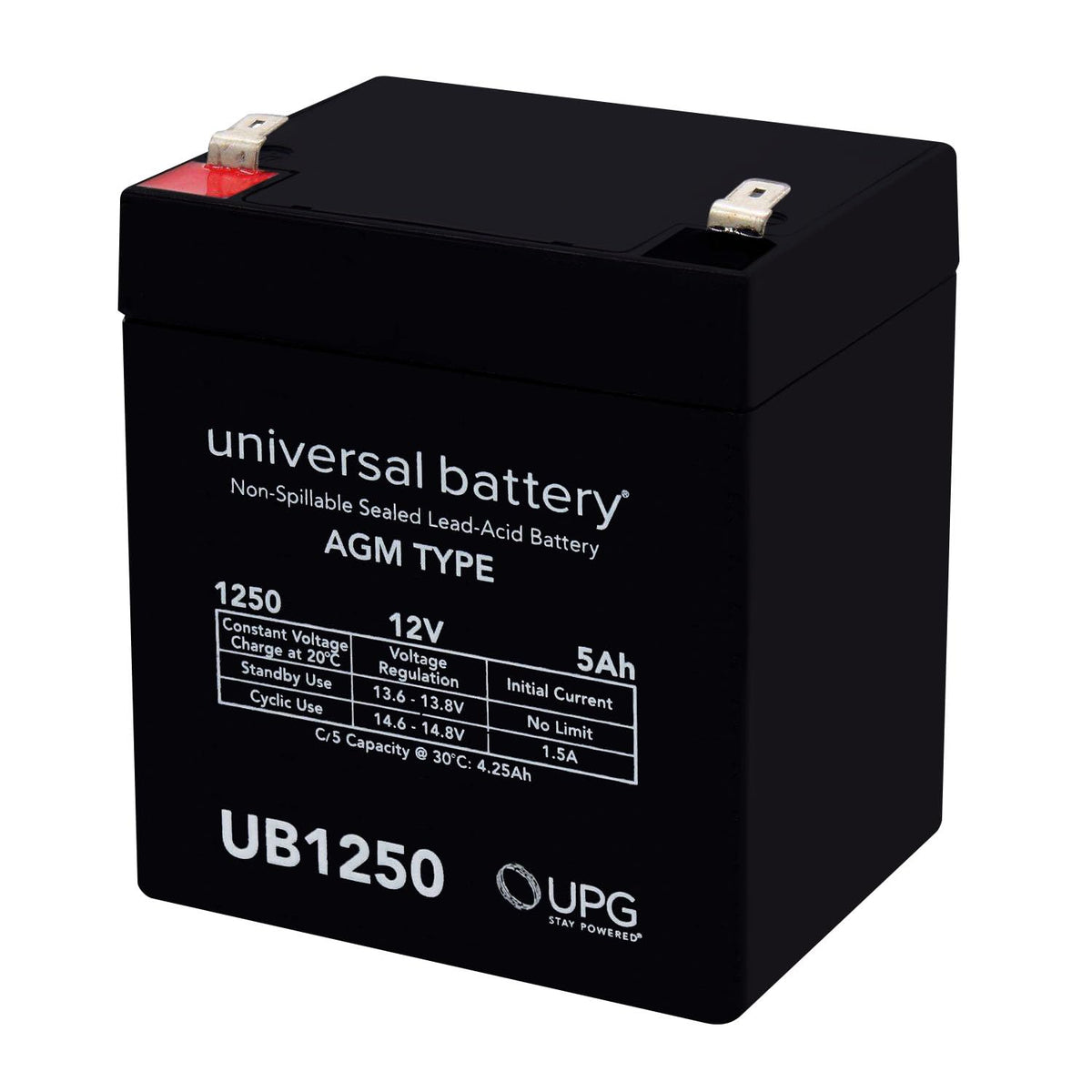 Universal Ub1250 D5741 Sla Battery 12V/ 5Ah .187 Tt