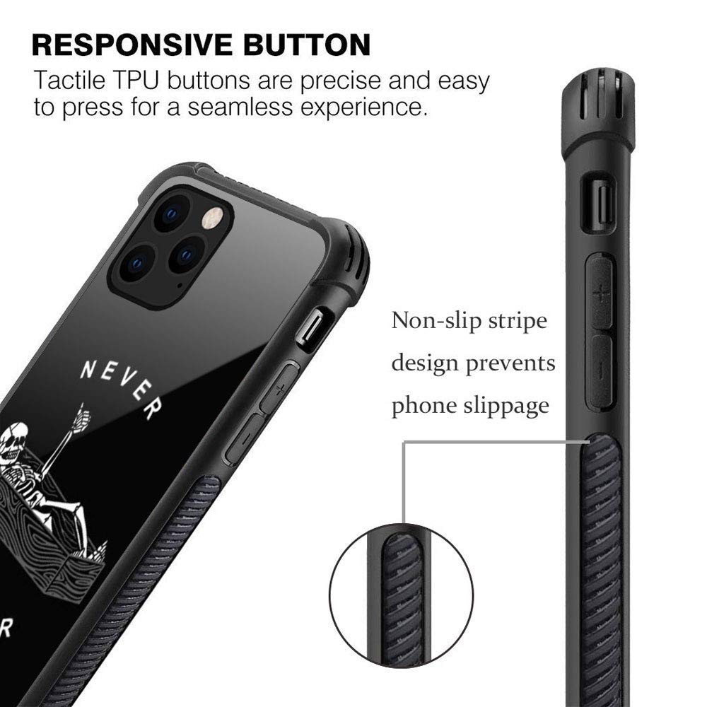 ZHEGAILIAN iPhone 12 Mini Phone Case Tempered Glass Back Soft TPU Shock Protective Never Better Skeleton