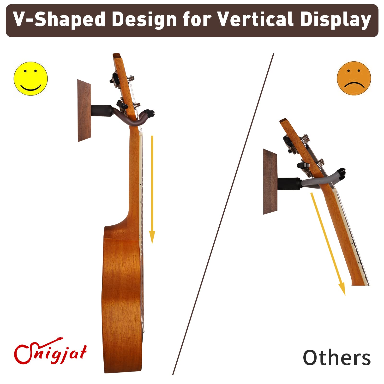 Snigjat Ukulele Wall Mount 2 Pack, Ukelele Hanger For Wall Vertical Display, Hardwood Ukulele Holder With Screw, Ukulele Wall Ho