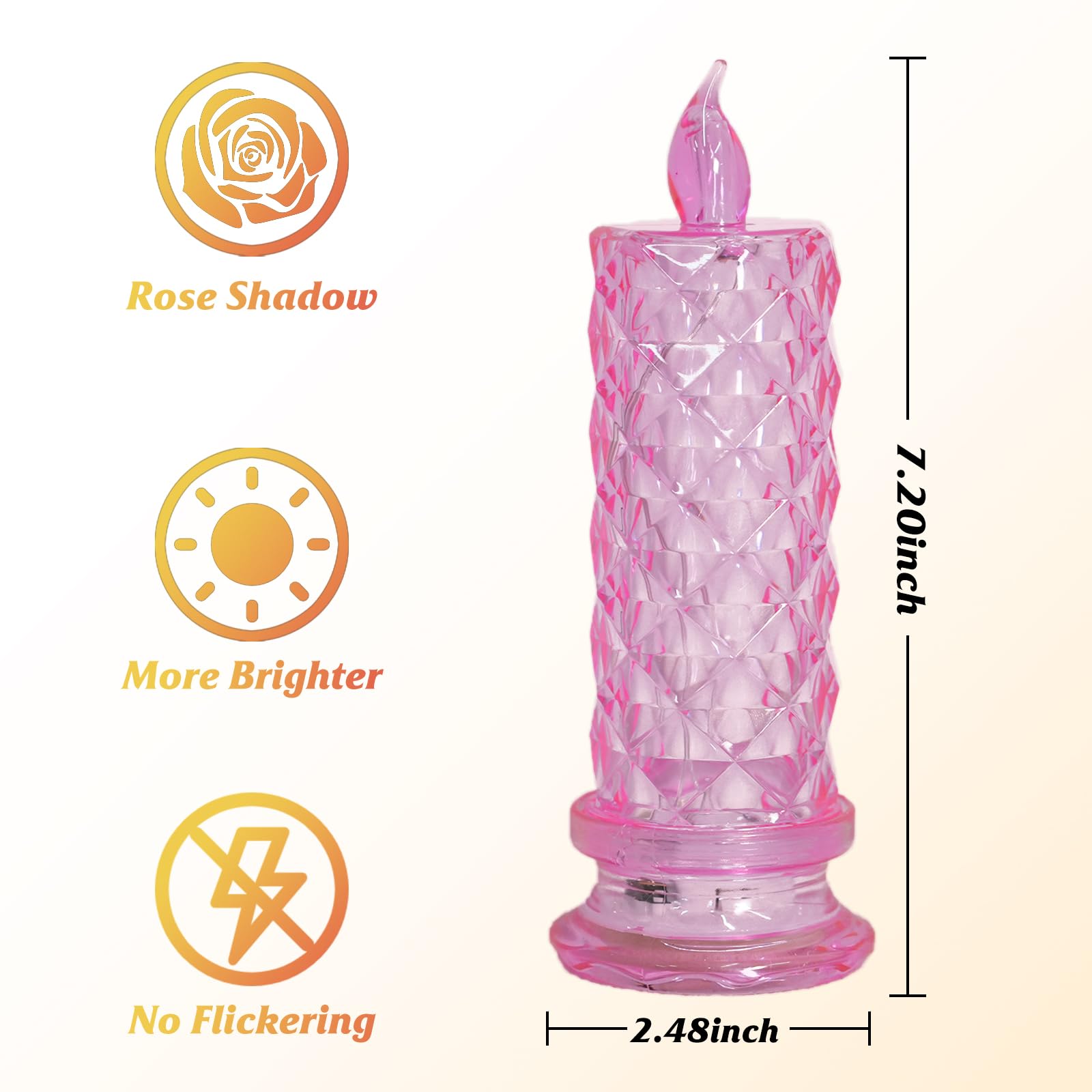Supbri Rose Shadow Led Flameless Candles, 4Pcs Romantic Battery Operated Candles Led Pillar Candles For Valentine'S Day Romantic