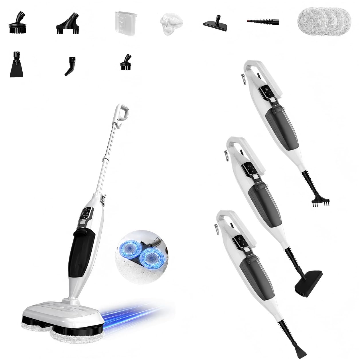 PUREBEAR 300F Scrub & Steam Mop, Steam Cleaner With 3 Steam Settings
