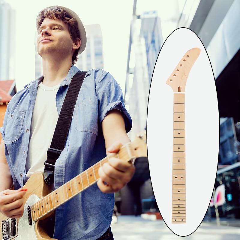 Banana Head Guitar Neck 24 Fret 25.5 Inch Maple Fretboard Bolt On For Electric Guitar Parts Replacement,14 Fretboard Radius