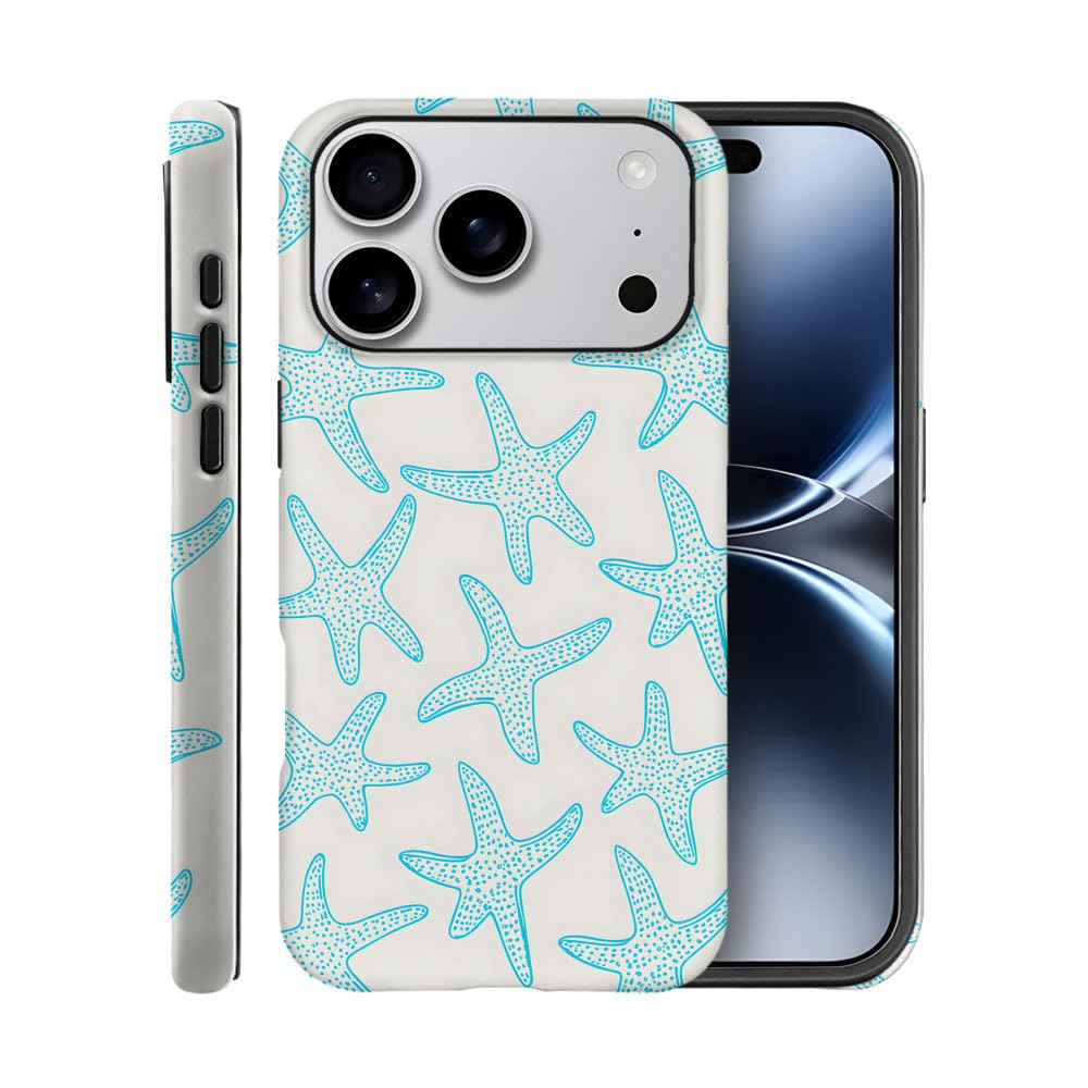 Case for iPhone 17 Pro,Fits Frosted Case Design for Girl Women,Beachy Sea Star Pattern