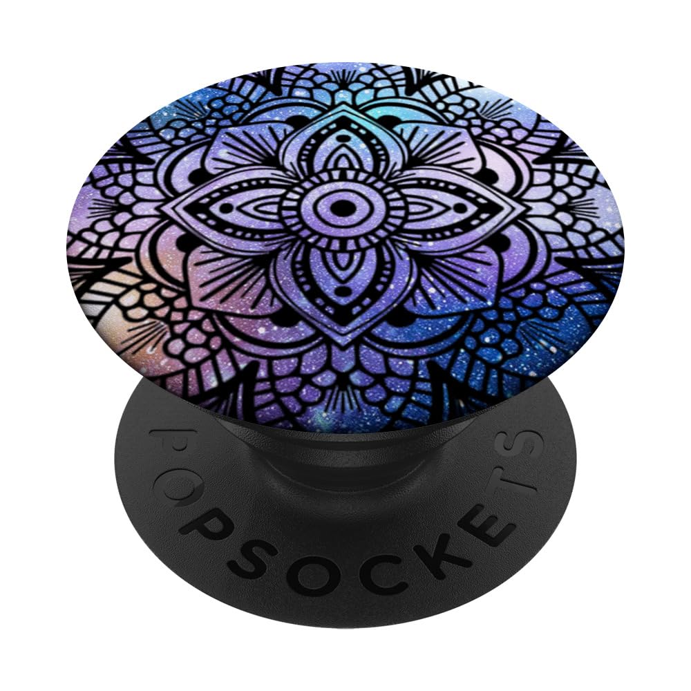 Trendy Purple Teal Flower Mandala Design Background Popsockets Popgrip: Swappable Grip For Phones & Tablets
