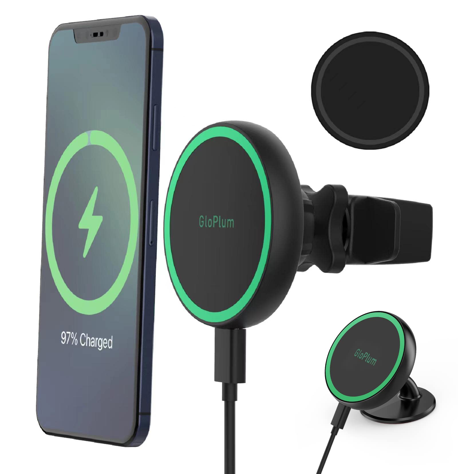 Magnetic Wireless Car Charger Mount Compatible With Magsafe Iphone 15/ Iphone 14/Iphone 13, Fast Charging Air Vent Magnet Access