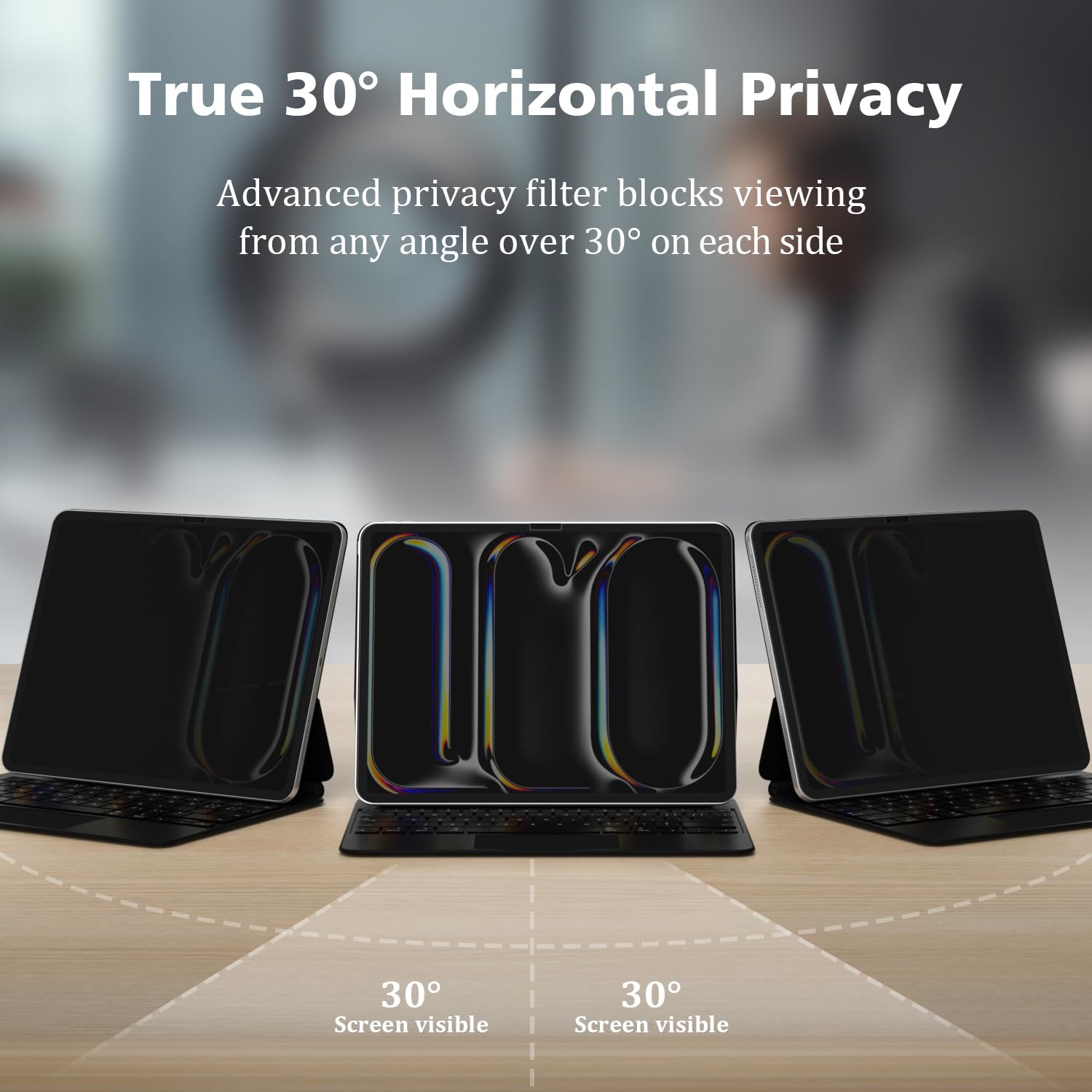 Pys Privacy Screen Protector For Ipad Pro 13 Inch M4 2024, Nano Detachable 30 Degree Privacy Filter, Reusable & Removable, Matte