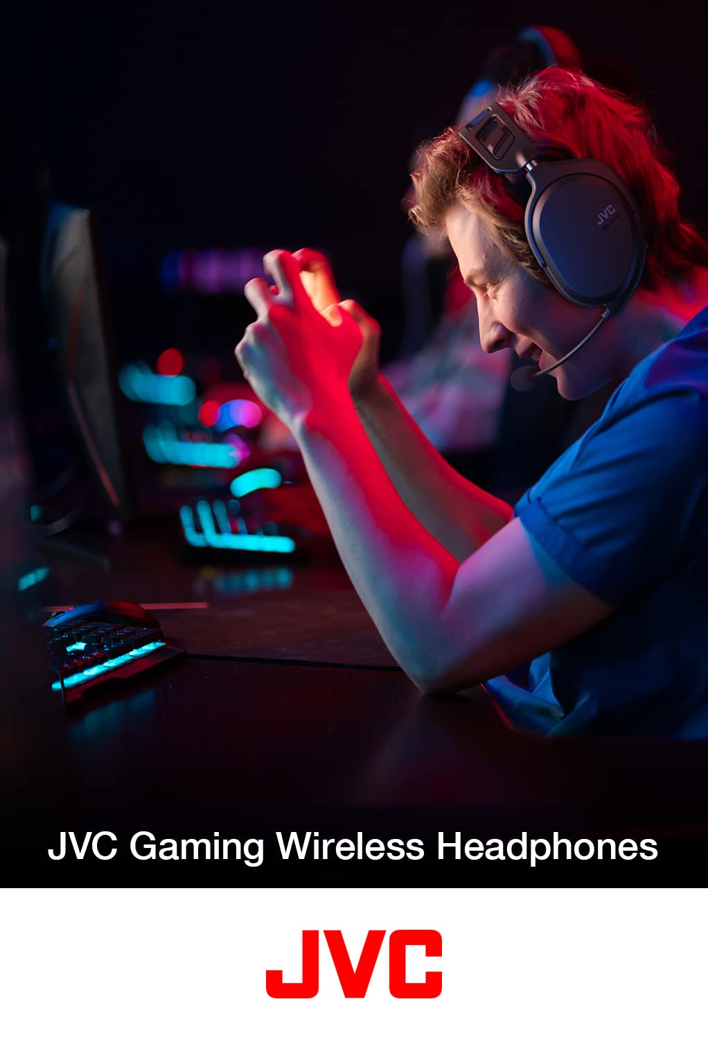 Jvc Ultralight Gaming Headset For Superior Comfort, 2.4Ghz Wireless Connection (Low Latency 40Ms), 40Mm Driver Unit, Detachable