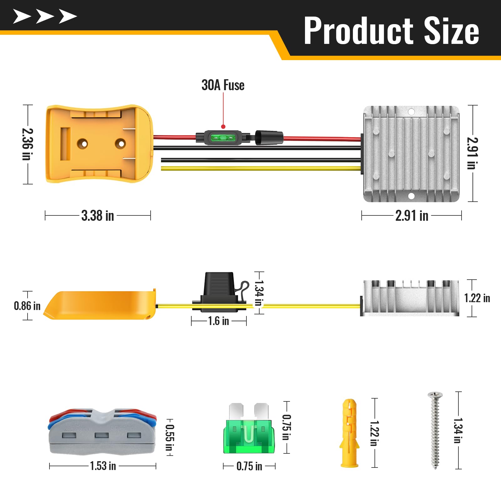 Kzreect 20V To 12V Step Down Converter Compatible With Dewalt 20V Battery, Dc 12V 20A 240W Voltage Reducer Regulator For Golf Ca