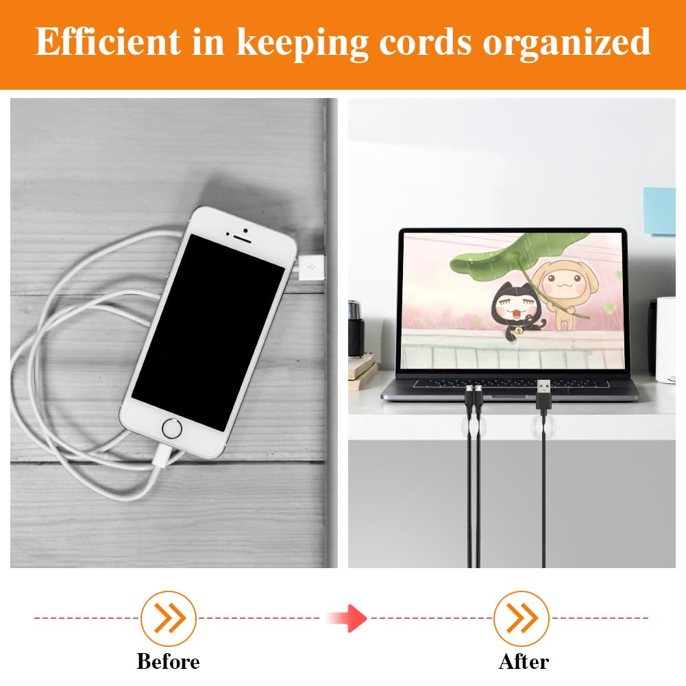 Shintop Cable Clips, 16 Pack White Cord Holder Adhesive Cable Organizer Wire Holder For Organizing Phones Chargers Desk Nightsta