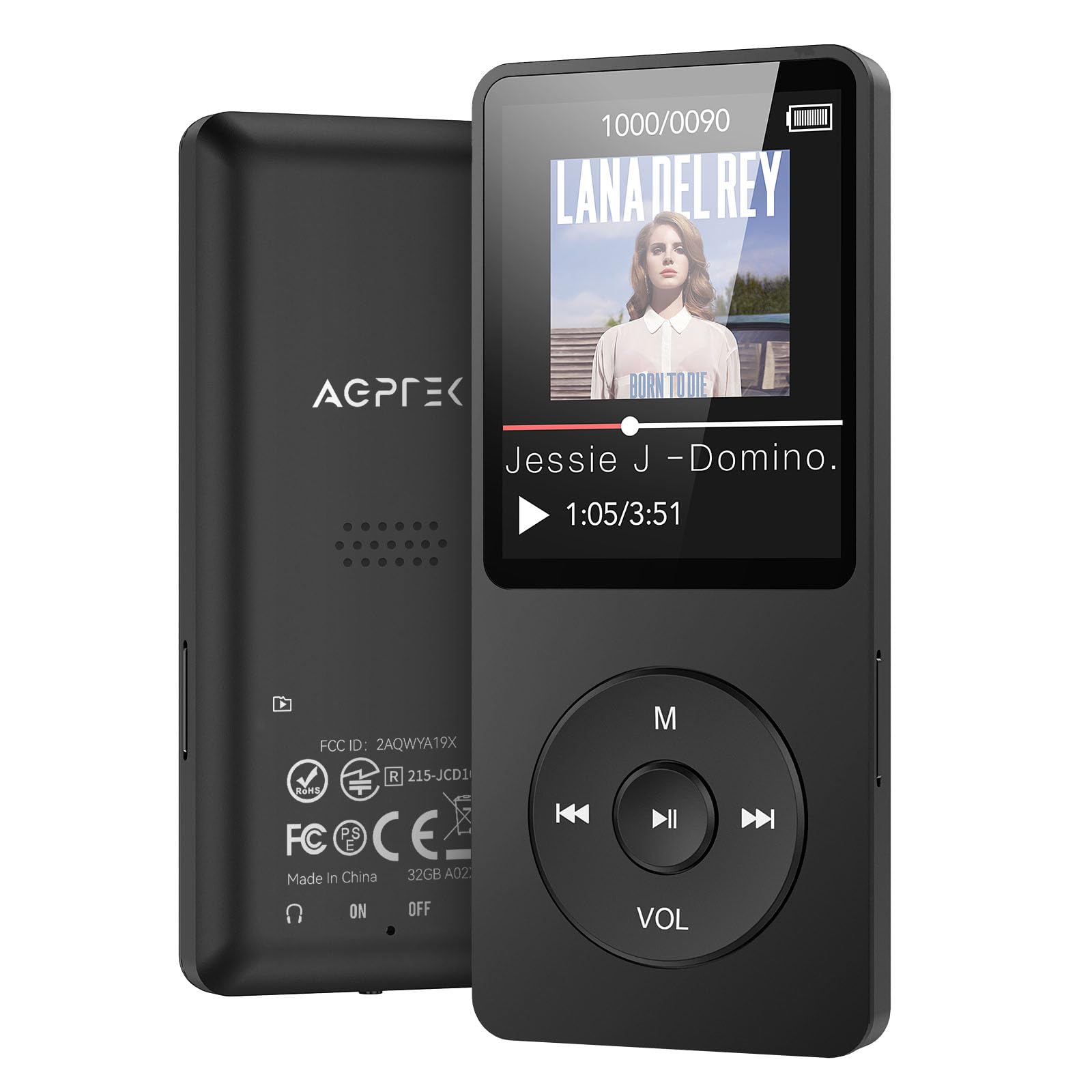 Agptek A02X 32Gb Mp3 Player With Bluetooth 5.3, 1.8 Inch Screen Portable Music Player With Speaker, Fm Radio, Voice Recorder, Su