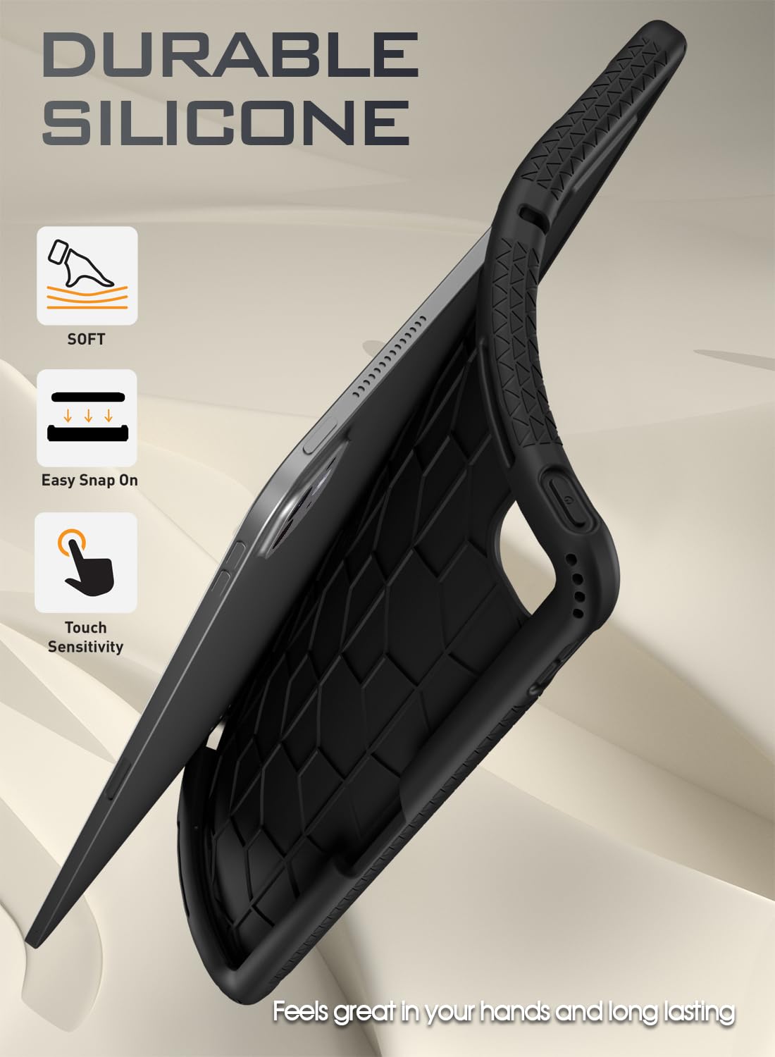 Poetic Turtleskin Case For Ipad Pro 13 Inch 2024 M4 7Th Gen, Heavy Duty Shockproof Rugged Kids Friendly Drop Protection Silicone Cover Case, Black