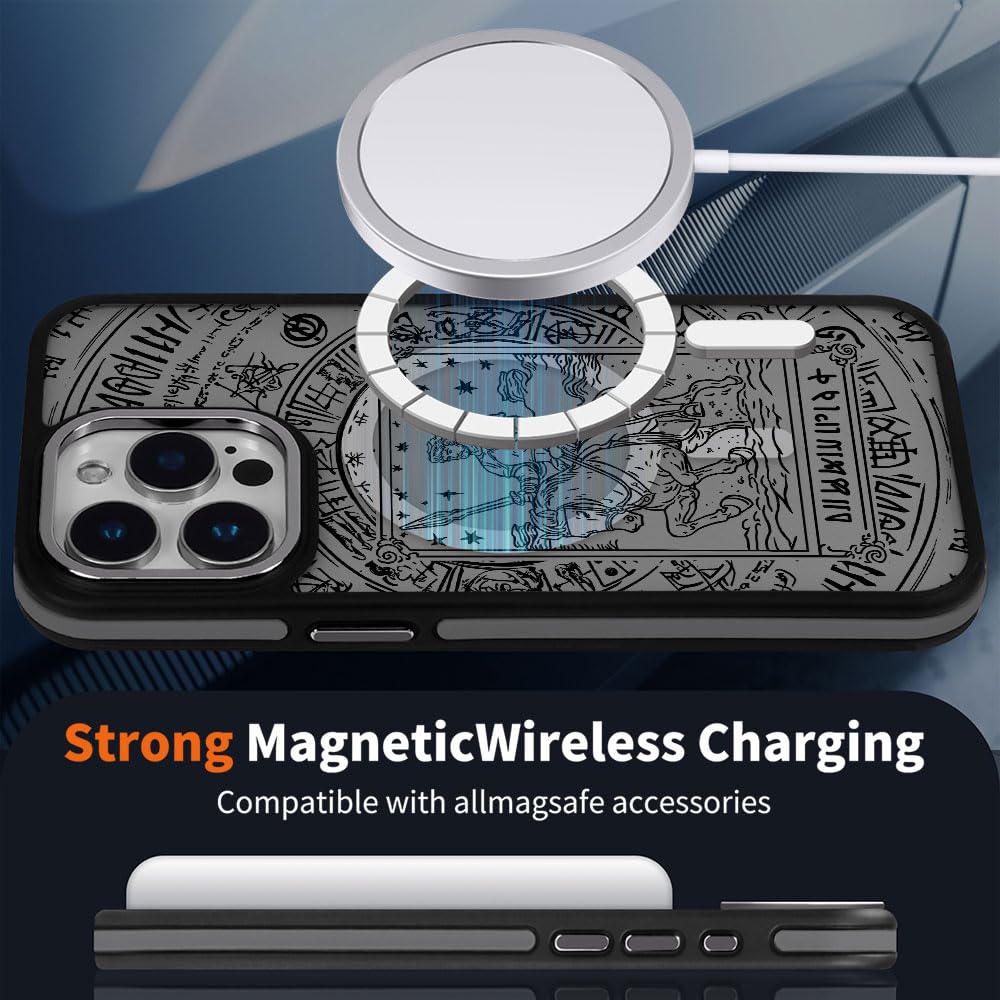 Daizag Magnetic Case For Iphone 15 Pro Max, [All-Around Shockproof Corners] [Compatible With Magsafe], Black Translucent Matte C