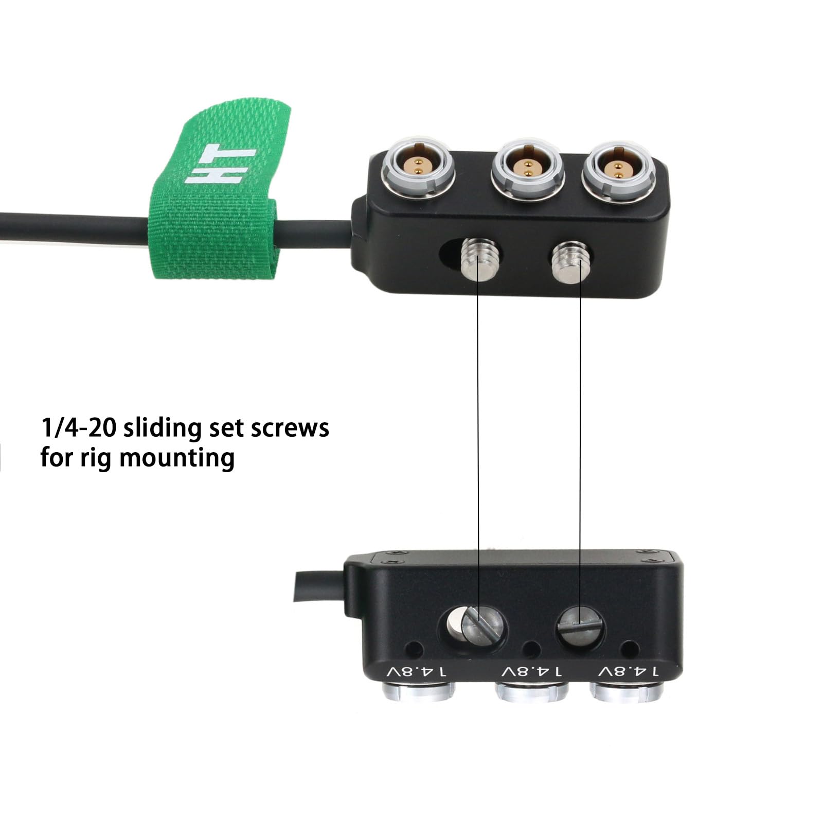 Hangton Right Angle Male 2 Pin To 3 X 0B 2 Pin Female Power Splitter Box For Arri Alexa Sony Red Dsmc2 Camera, 1 To 3 Triple