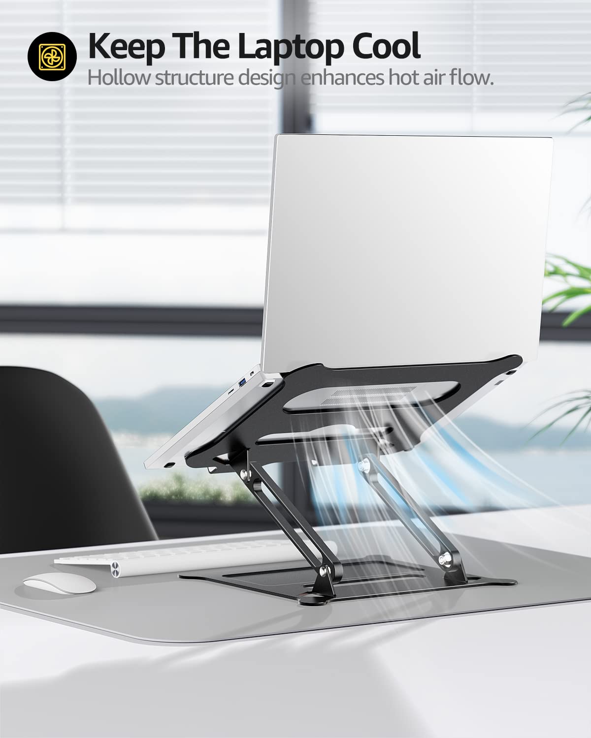 Urmust Laptop Notebook Stand Holder Adjustable Laptop Stand Portable Laptop Riser Compatible With Macbook Air Pro Hp Dell Xps Lenovo All Laptops 10 15.6'(Black)