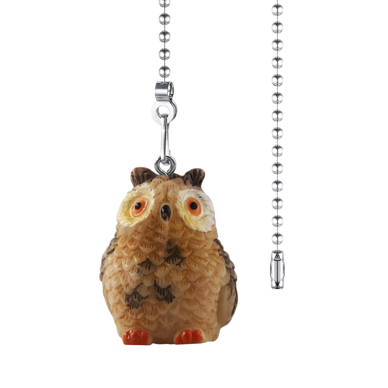 Dotlite Owls Ceiling Fan Pull Chain,Cute Realistic Bird Animal Pulls Charm Extension Decorative,12In 3Mm Diameter Beaded Fan Lig