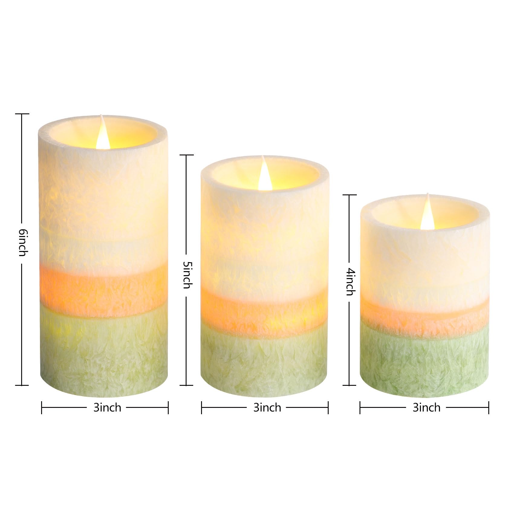 Eywamage Color Changing Flameless Pillar Candles With Timer   Real Wax Coated, Battery Operated Set Of 3