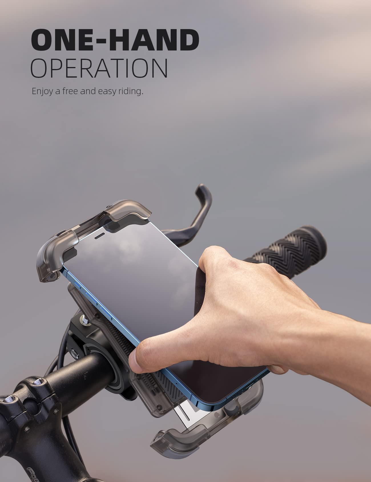 Lamicall Motorcycle Phone Mount, Bike Phone Holder   Upgrade Cell Phone Bike Holder, Bicycle Scooter Handlebar Phone Cradle Clip