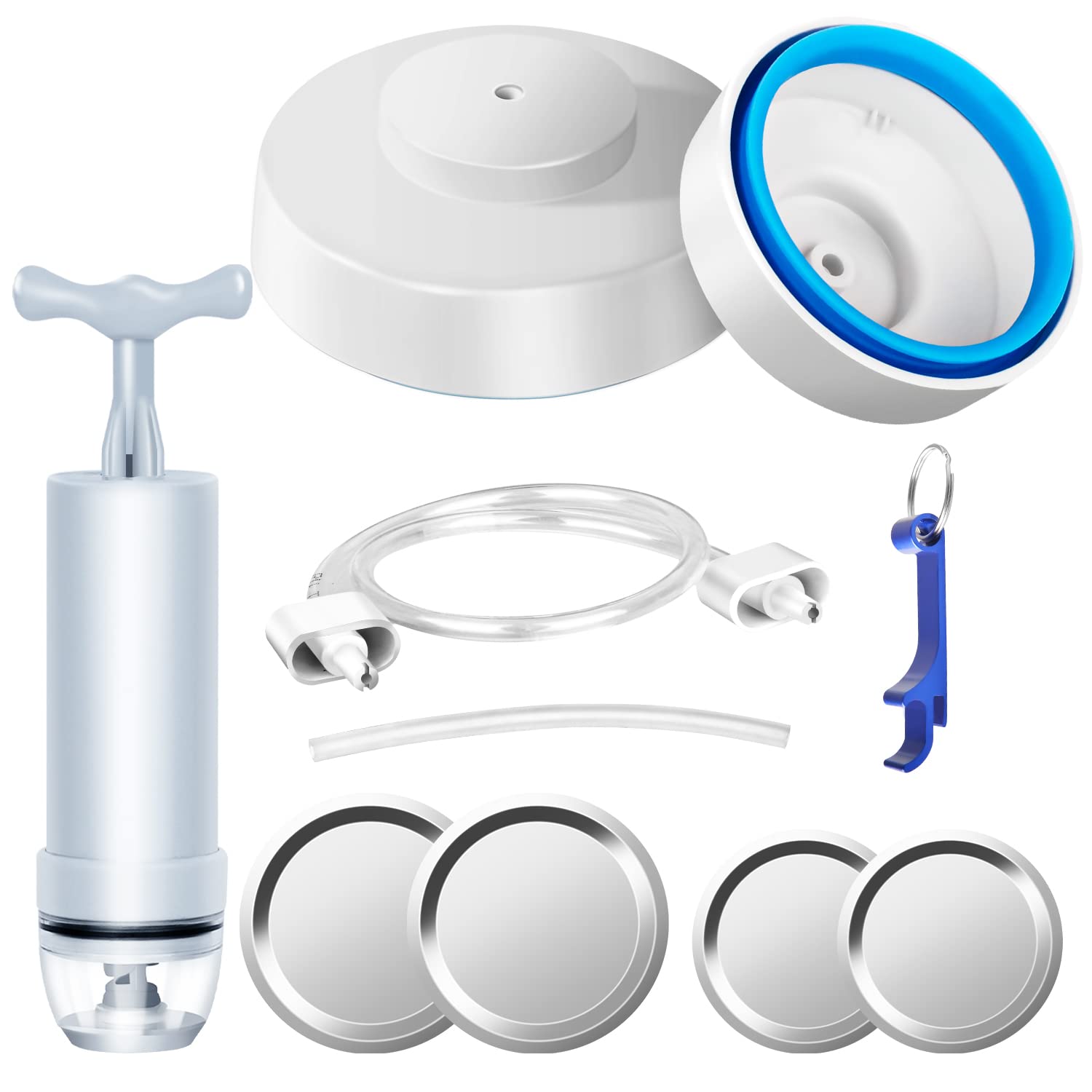 RECAT Mason Jar Vacuum Sealer Kit with Accessory Hose for Wide and Regular Mouth Jars, Manual Portable Vacuum Pump and Lid Opene