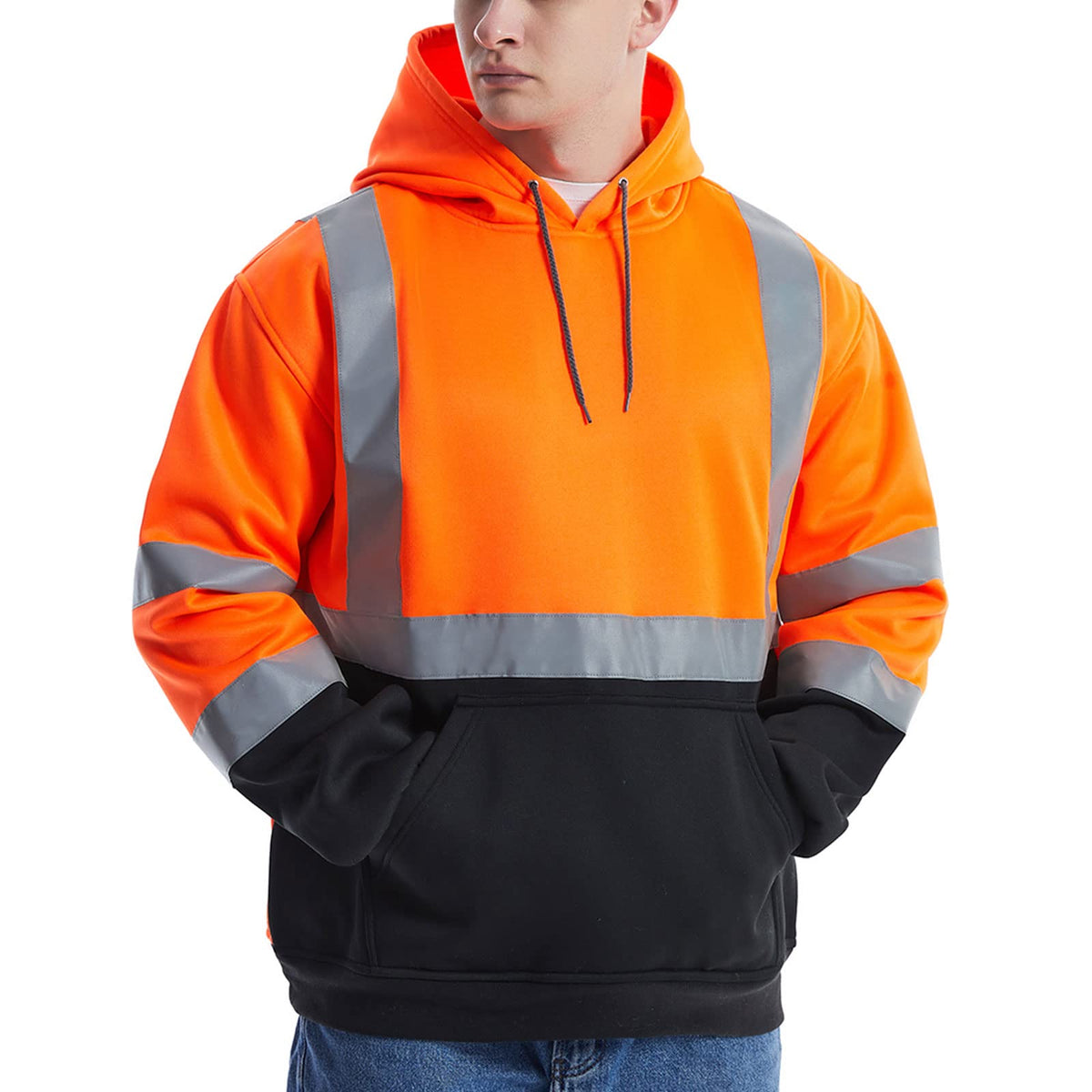 Sksafety High Visibility Reflective Hoodies For Men, Class 3 Safety Sweatshirts With Pockets, Work Construction Safety Hoodie, H
