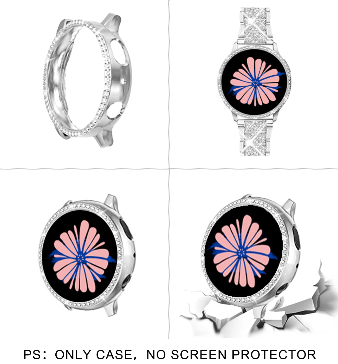 Mosonio Compatible With Samsung Galaxy Watch Fe 2024 40Mm/ Galaxy Watch 5 Band / Samsung Galaxy Watch 4 Band , 20 Mm Silver Blin