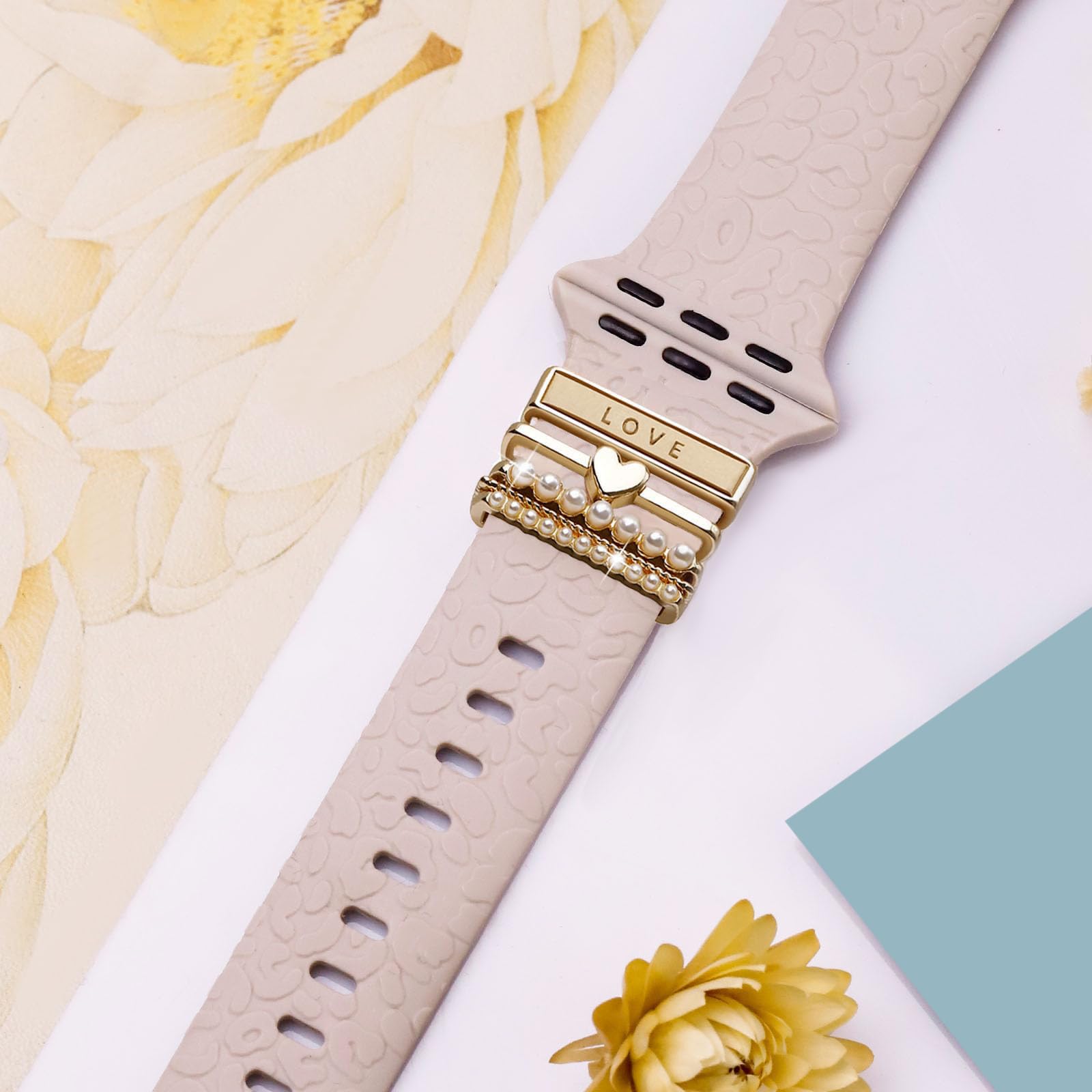 Popiground Watch Band Charms Decorative Rings Loops Compatible With Apple Watch 38/40/41Mm 42/44/45Mm Slide Metal Watch Bands Ac