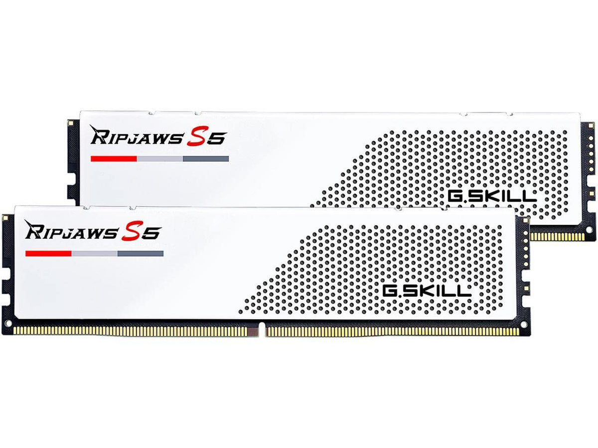 G.SKILL Ripjaws S5 Series (Intel XMP 3.0) DDR5 RAM 32GB (2x16GB) 6000MT/s CL32-38-38-96 1.35V Desktop Computer Memory UDIMM - Matte White (F5-6000J3238F16GA2-RS5W)