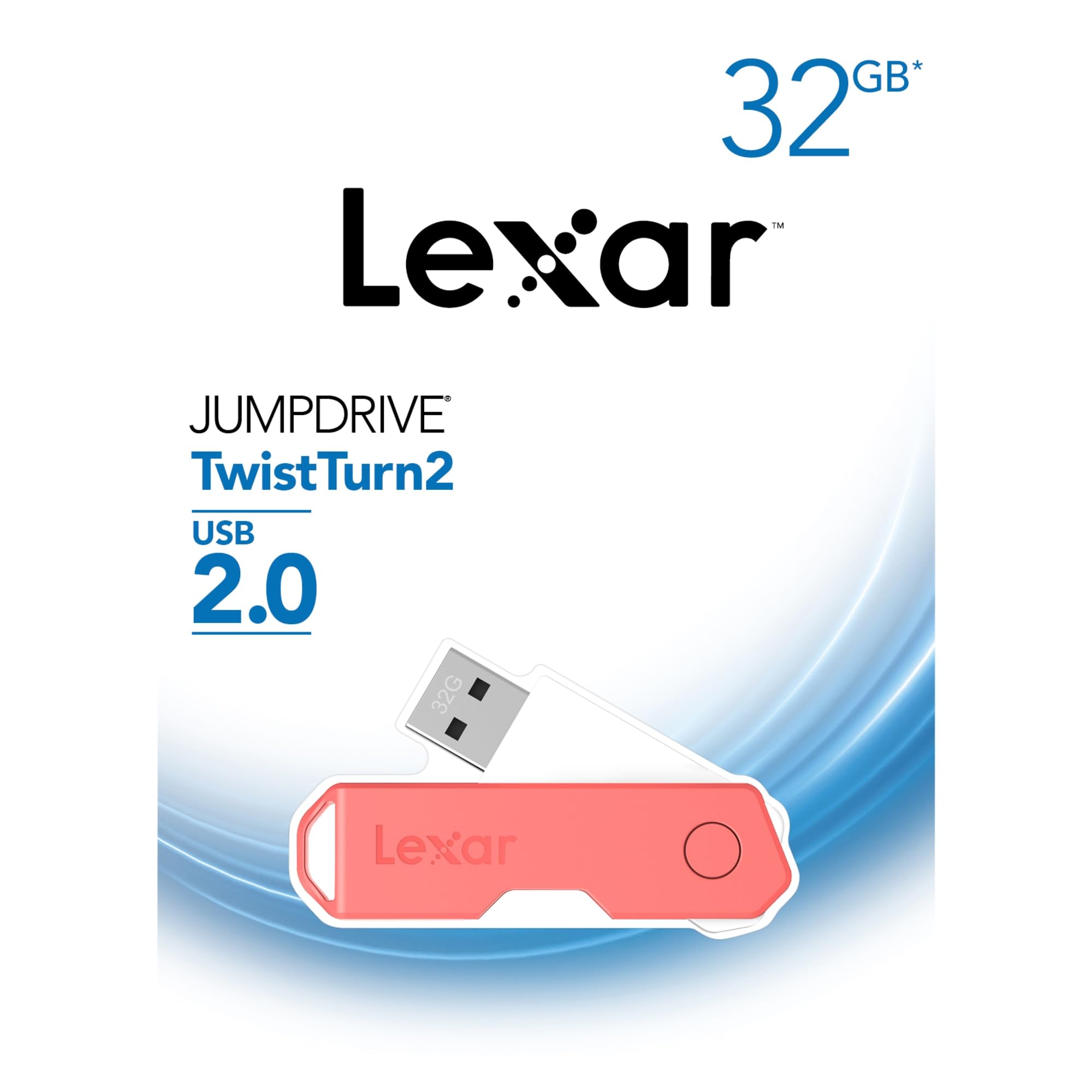 Lexar Jumpdrive Twistturn2 Usb 2.0 Flash Drive, 64Gb, Assorted Colors, Ljdtt2 64Gabod20