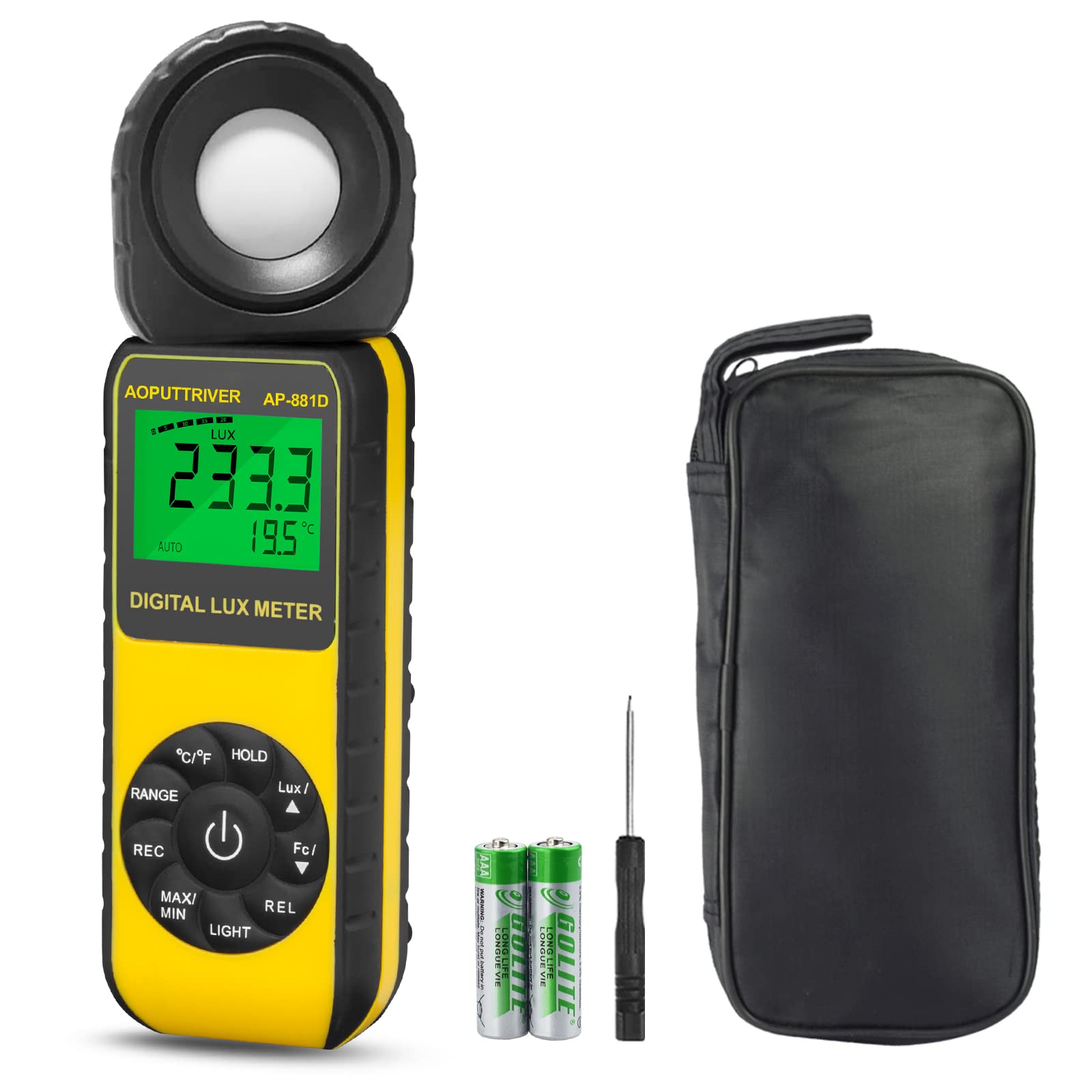 Light Meters, Ap 881D Lux Meter With Ambient Temperature(?/?)Measurer Light 0.01~400,000 Lux (0.01~40,000 Fc), Luxmeter With 270