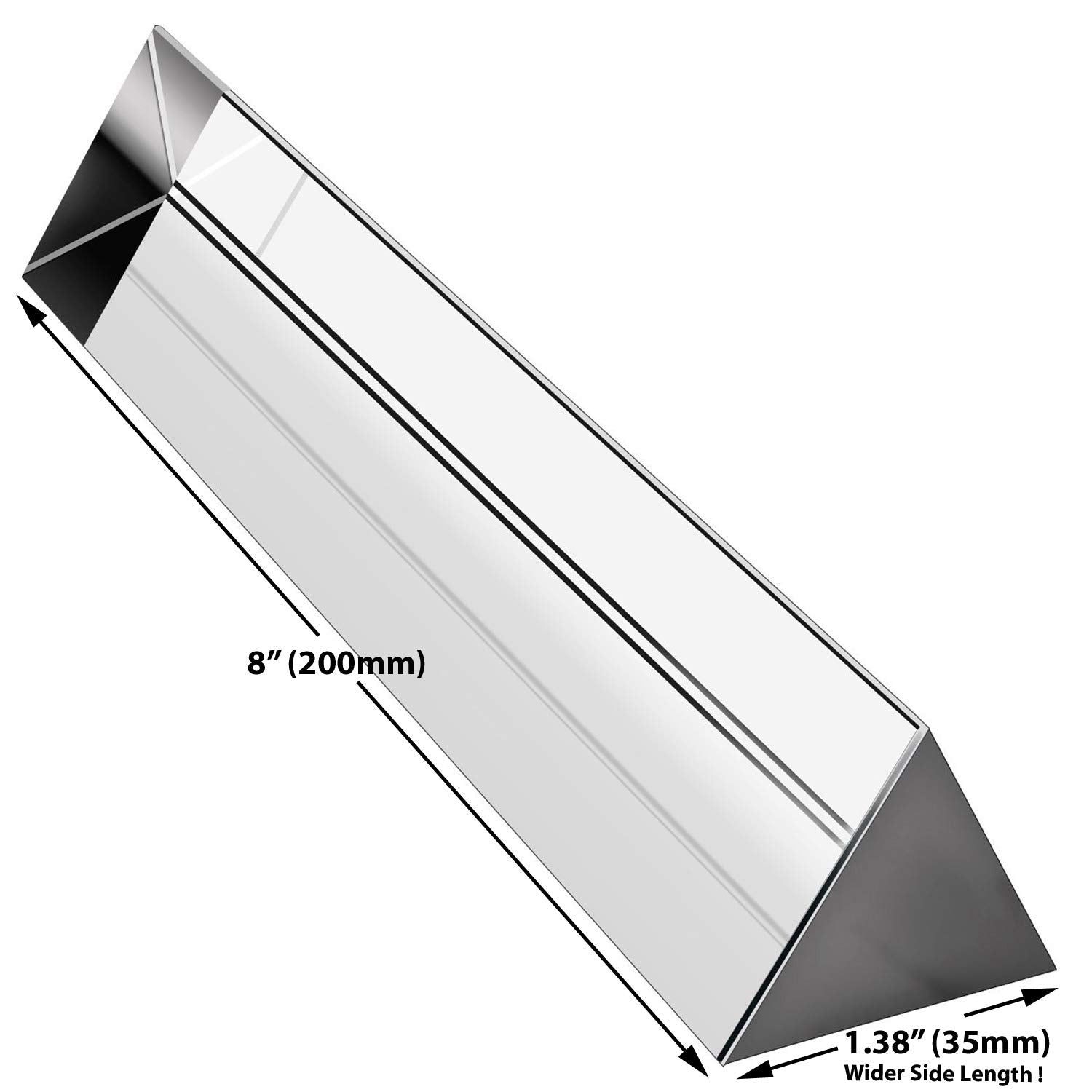Amlong Crystal 8 Inch Optical Glass Triangular Prism For Teaching Light Spectrum Physics And Photo Photography Prism, 200Mm
