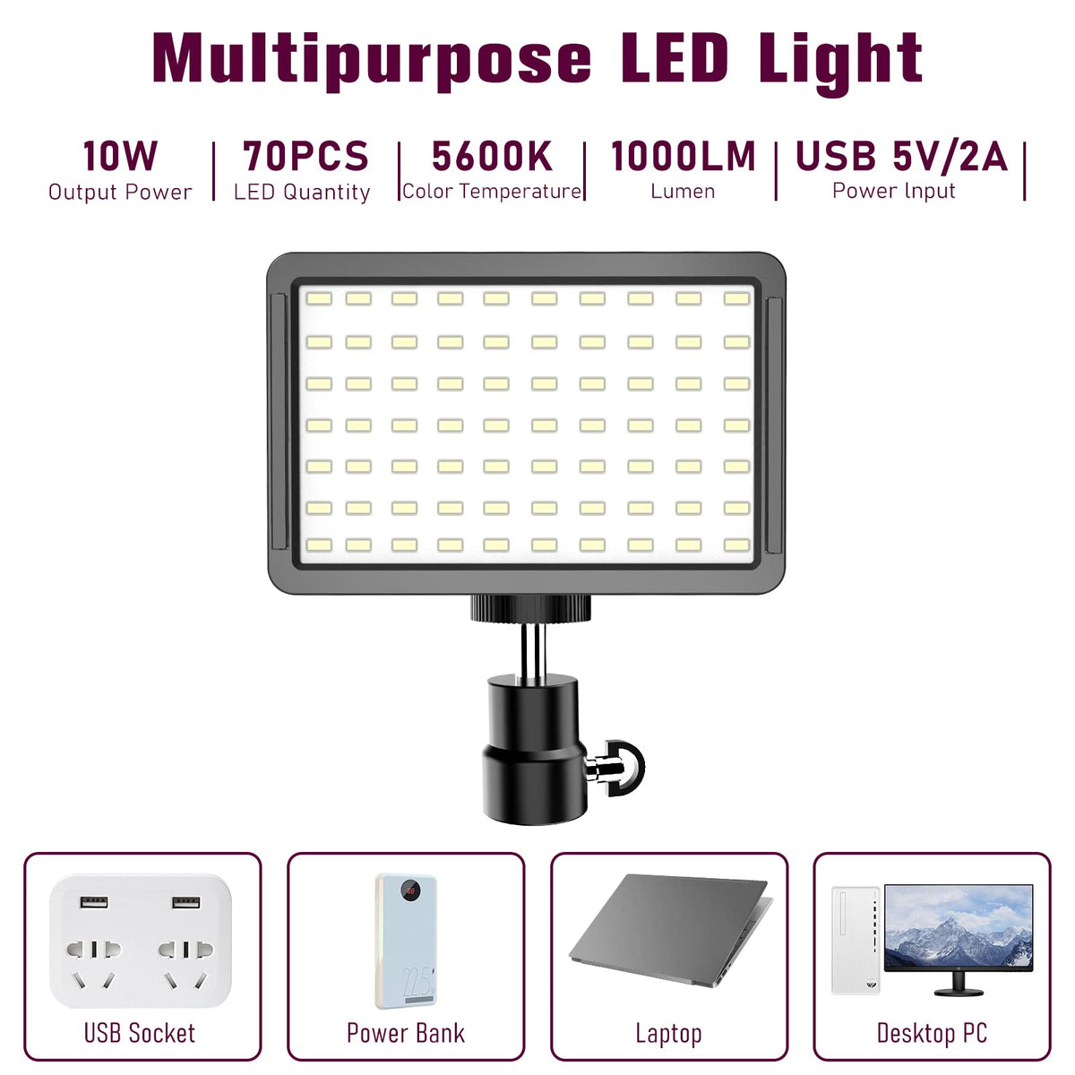 Photography Lighting Kit Dimmable 5600K Usb Led Video Studio Streaming ...