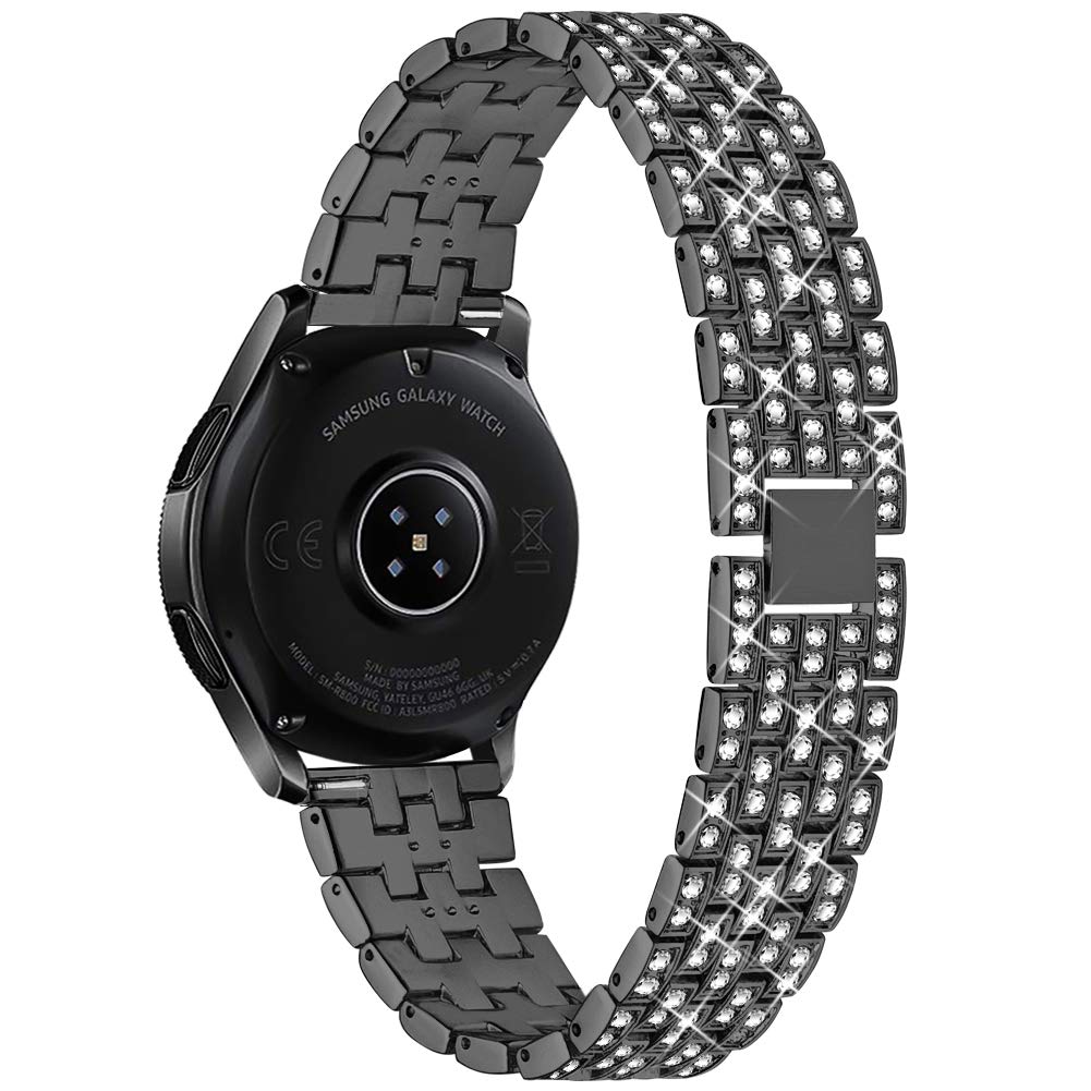 Dsytom Compatible With Galaxy Watch 42Mm Band Women+ Bezel, 20Mm Jewelry Watchband & Bezel Ring Cover Diamond Strap Bracelet For