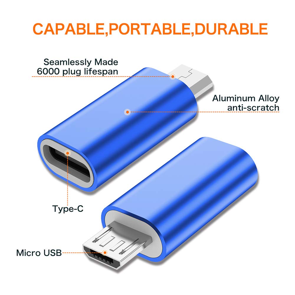 Jxmox Usb C To Micro Usb Adapter, (4 Pack) Type C Female To Micro Usb Male Convert Connector Support Charge Data Sync Compatible