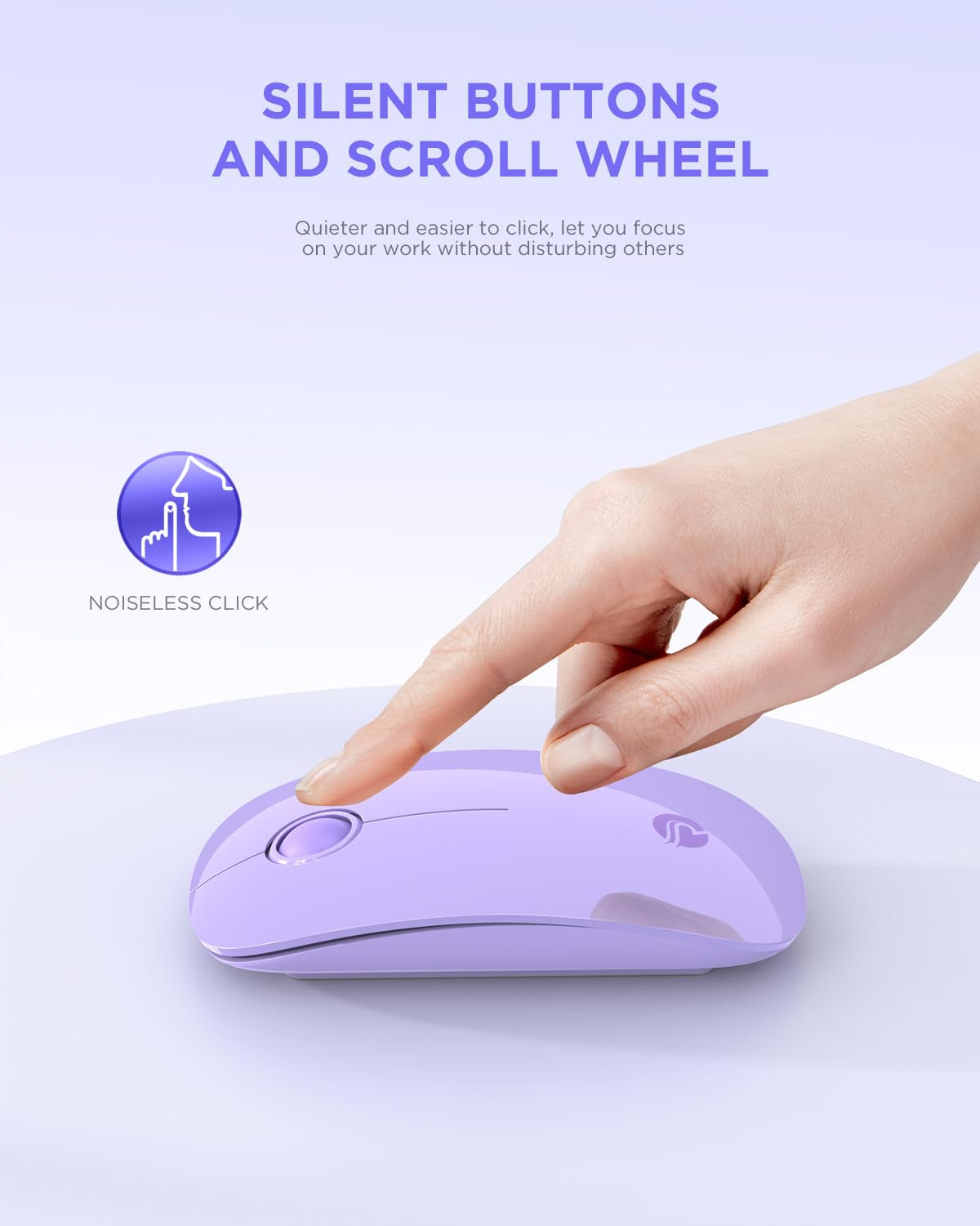 Rapique Wireless Bluetooth Mouse, Purple, 1600 Dpi, Long Battery Life, Dual Connectivity, Quiet Click, High Precision Optical Tr
