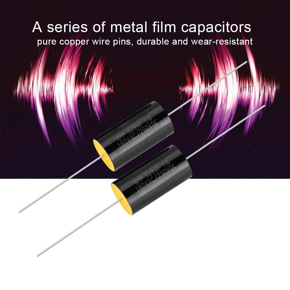 Zerone 2Pcs Capacitor Frequency Divider Capacitance Audio Speaker Capacitor With Pure Copper Wire Pins(3.3Uf)