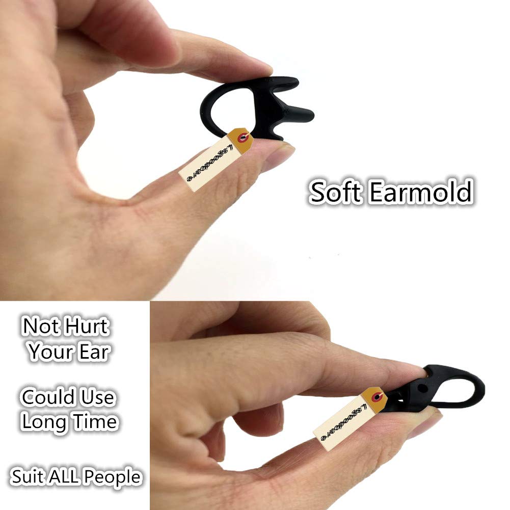 Lsgoodcare 20Pcs Replacement Earmold Earbud Left Ear Piece Compatible For Motorola Kenwood Midland Two Way Radio Acoustic Coil Tube Earpiece   Silicone Walkie Talkie Earmould Ear Buds Black Medium